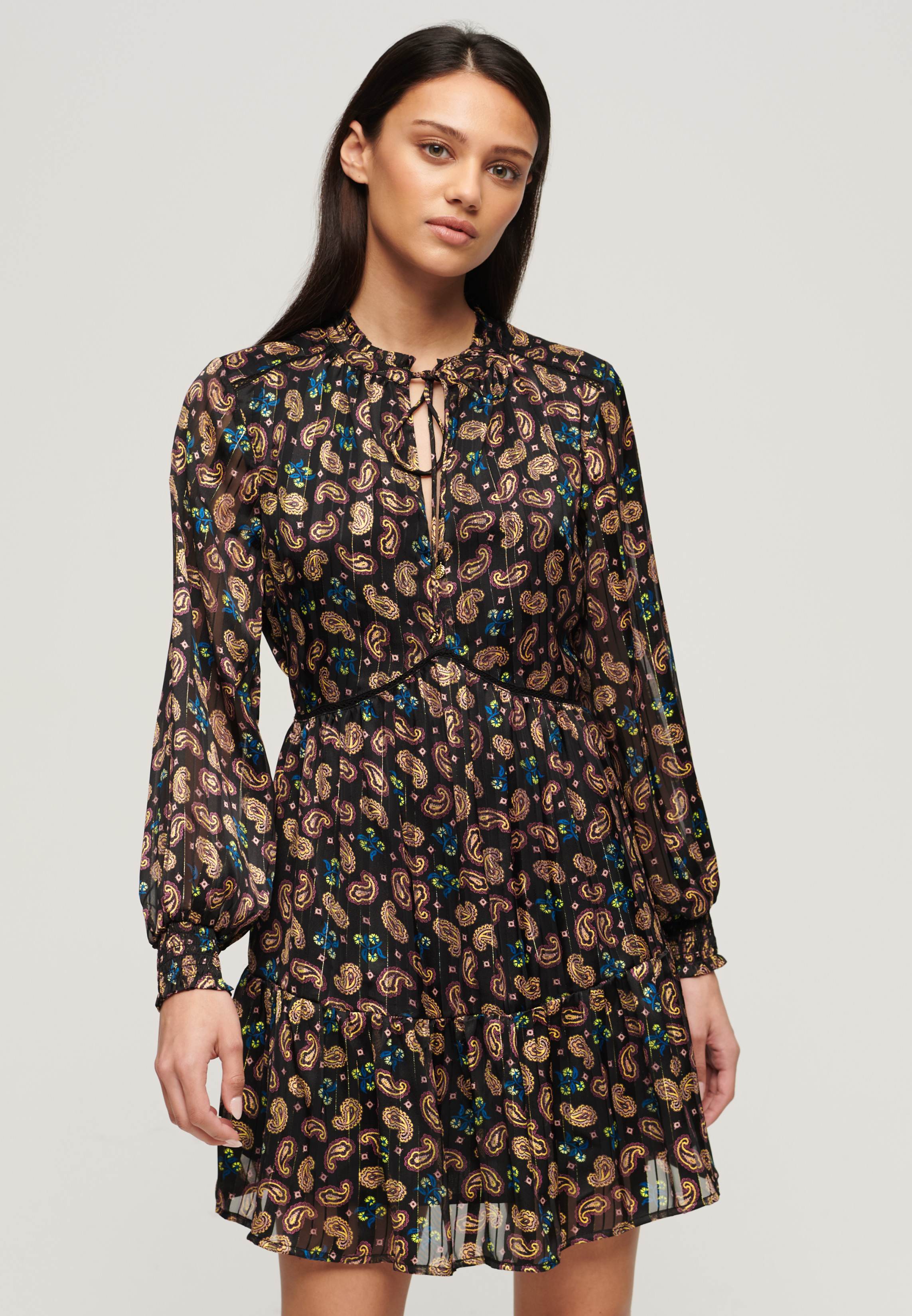 PRINTED LS METALLIC MINI DRESS