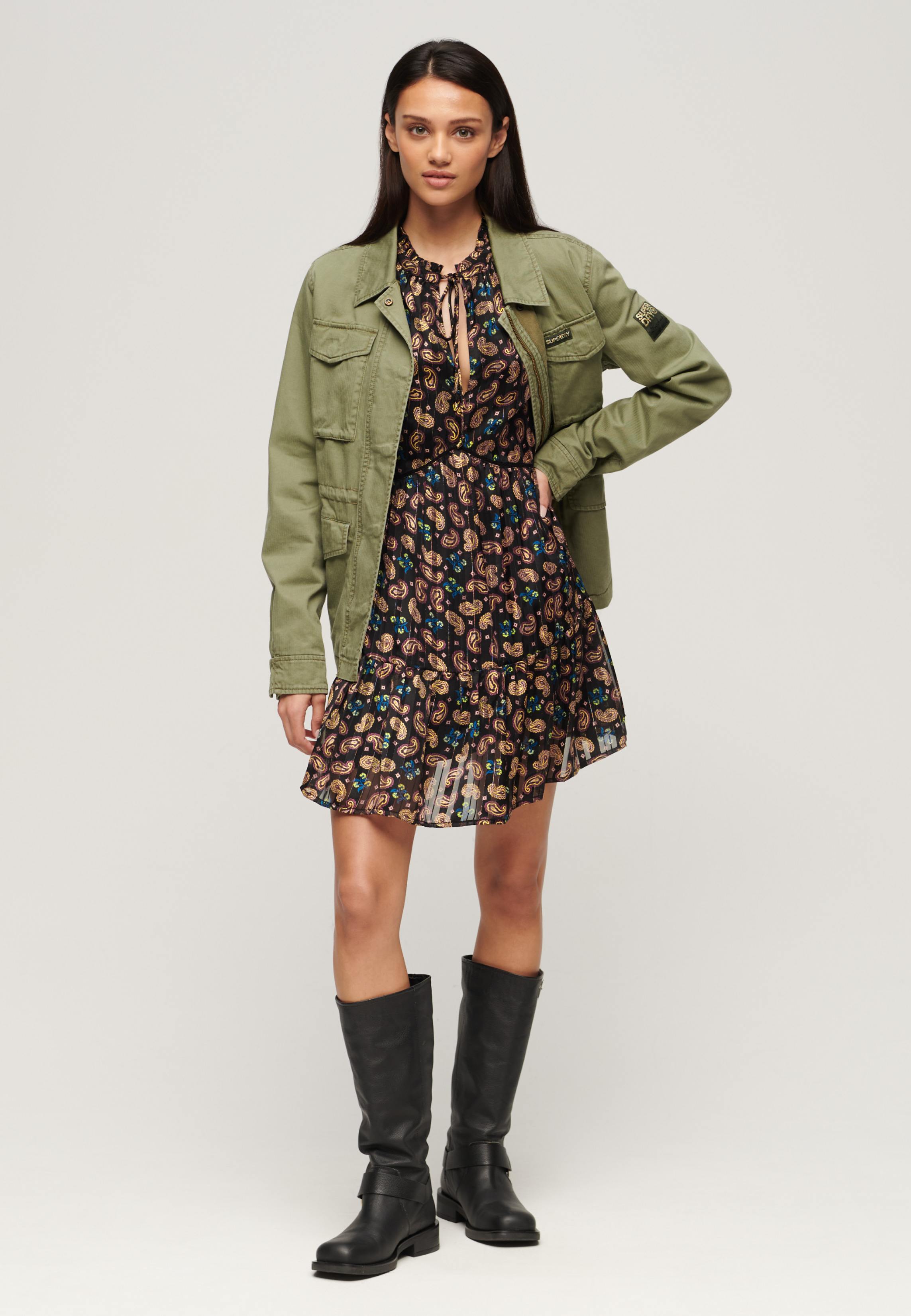 PRINTED LS METALLIC MINI DRESS