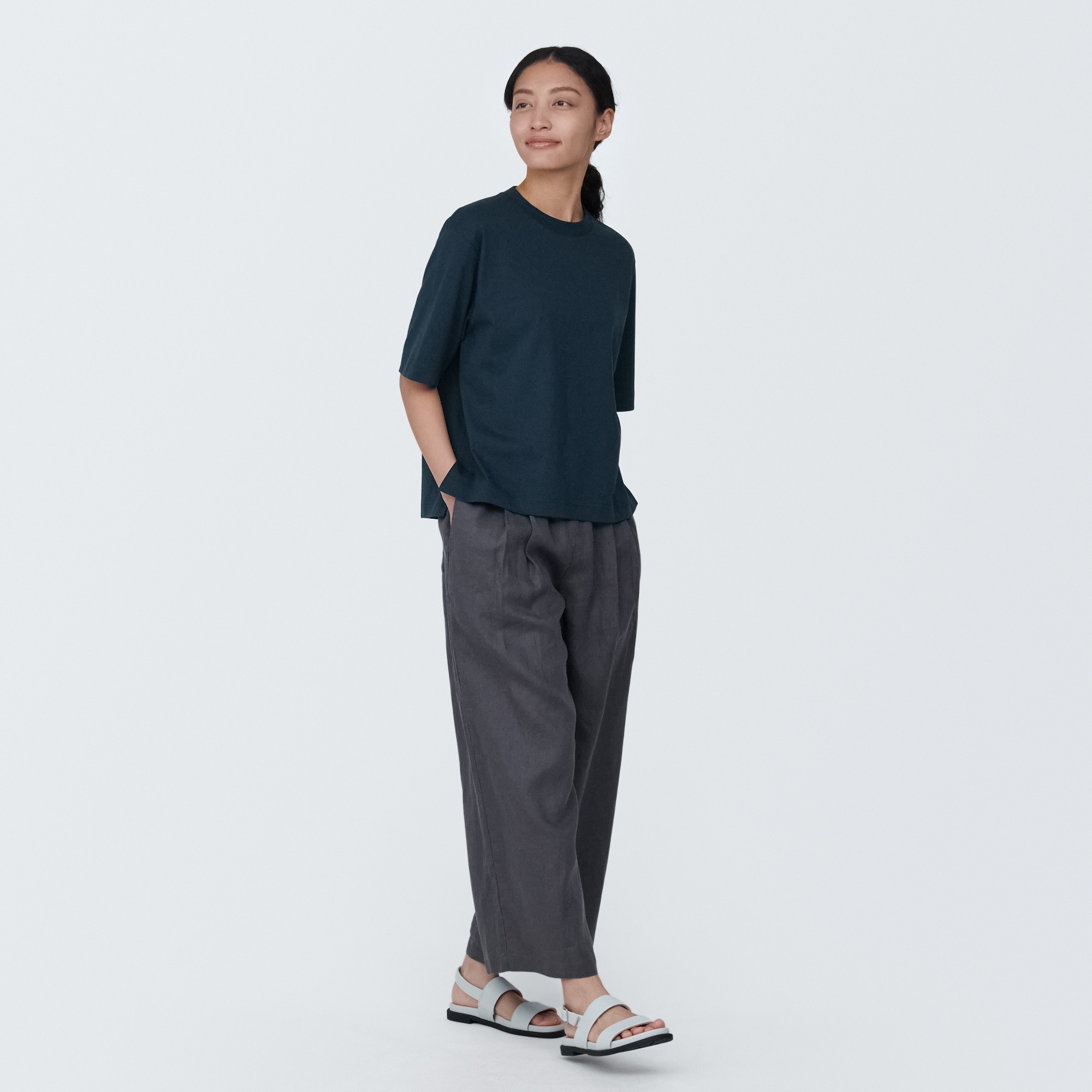 Cool touch Crew neck Wide Short Sleeve T-shirt
