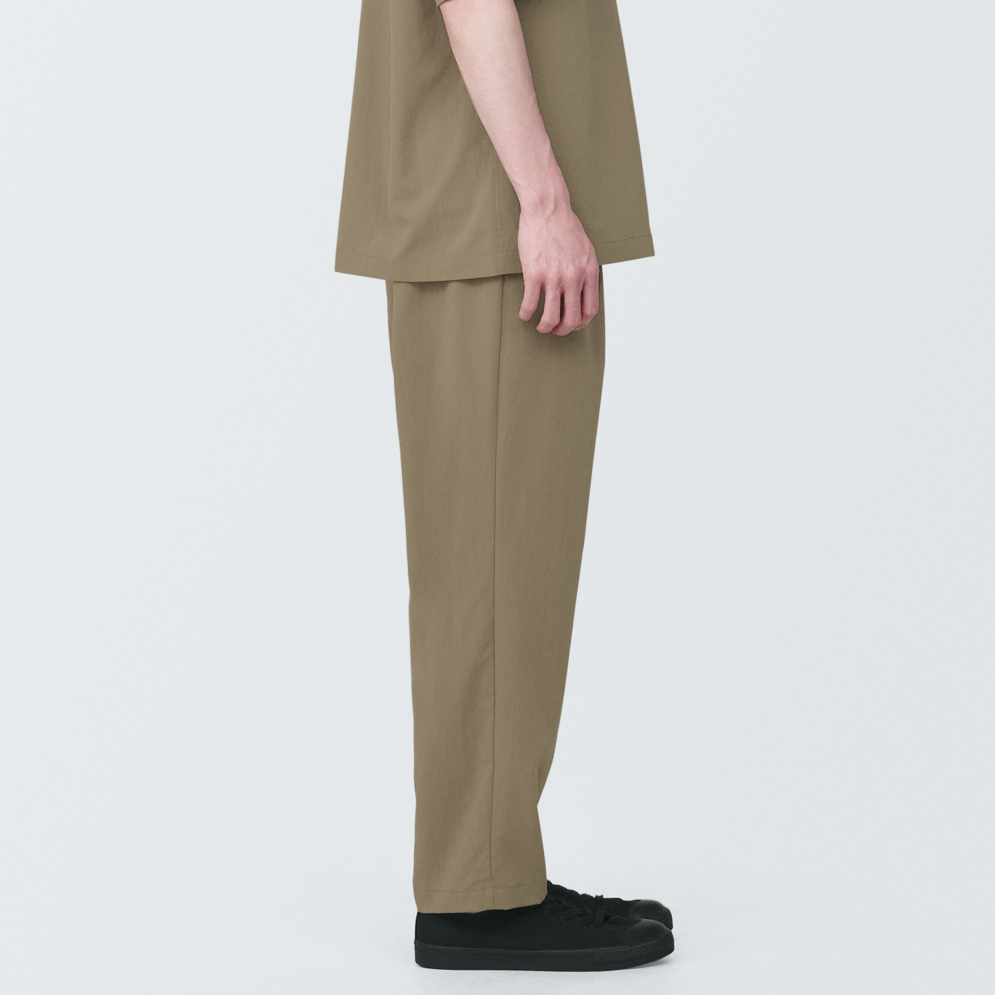 MUJI | Breathable stretch Wide-fit tapered pants