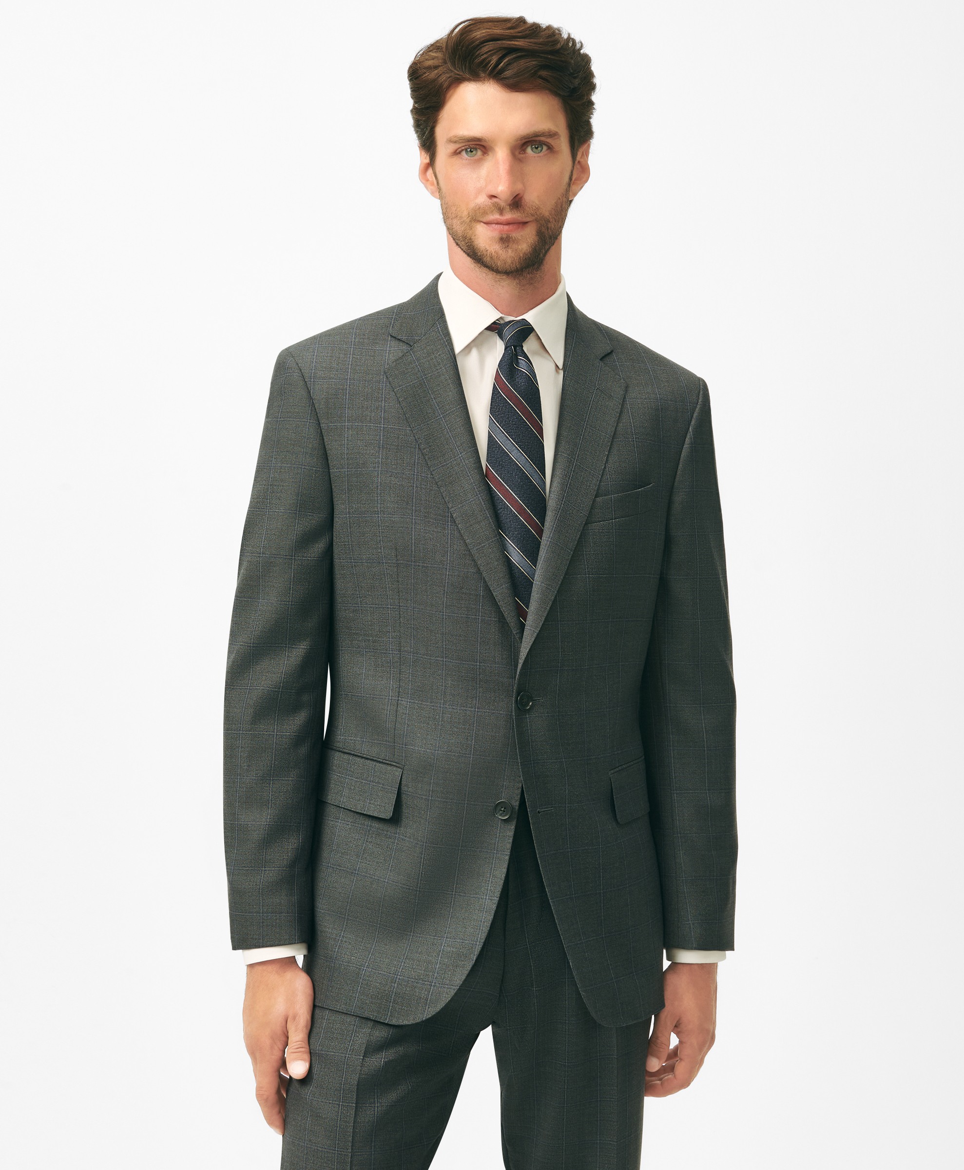 1818 Windowpane Notch Lapel Regular Fit Suit