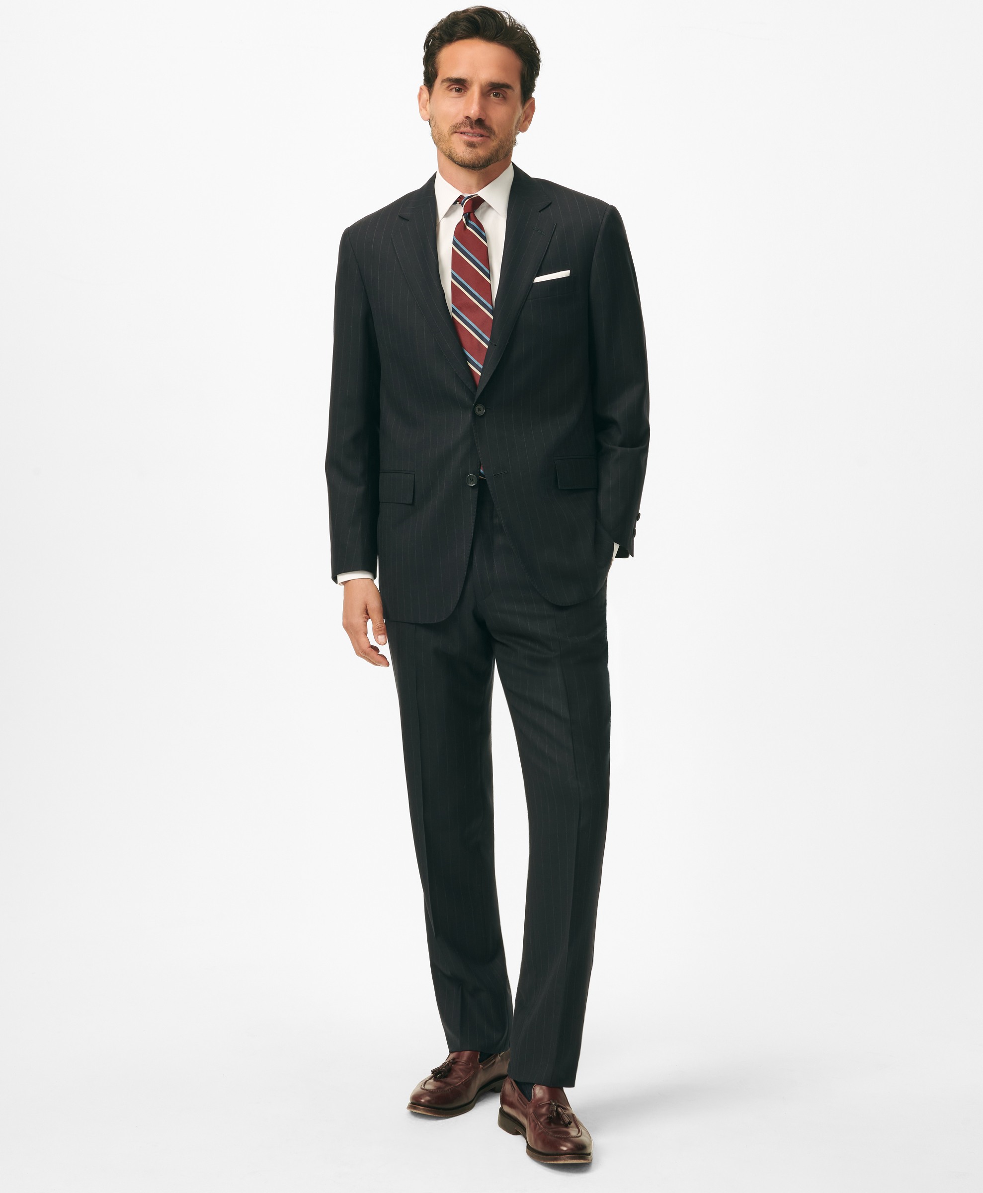 1818 Sack Striped Notch Lapel Traditional Fit Suit