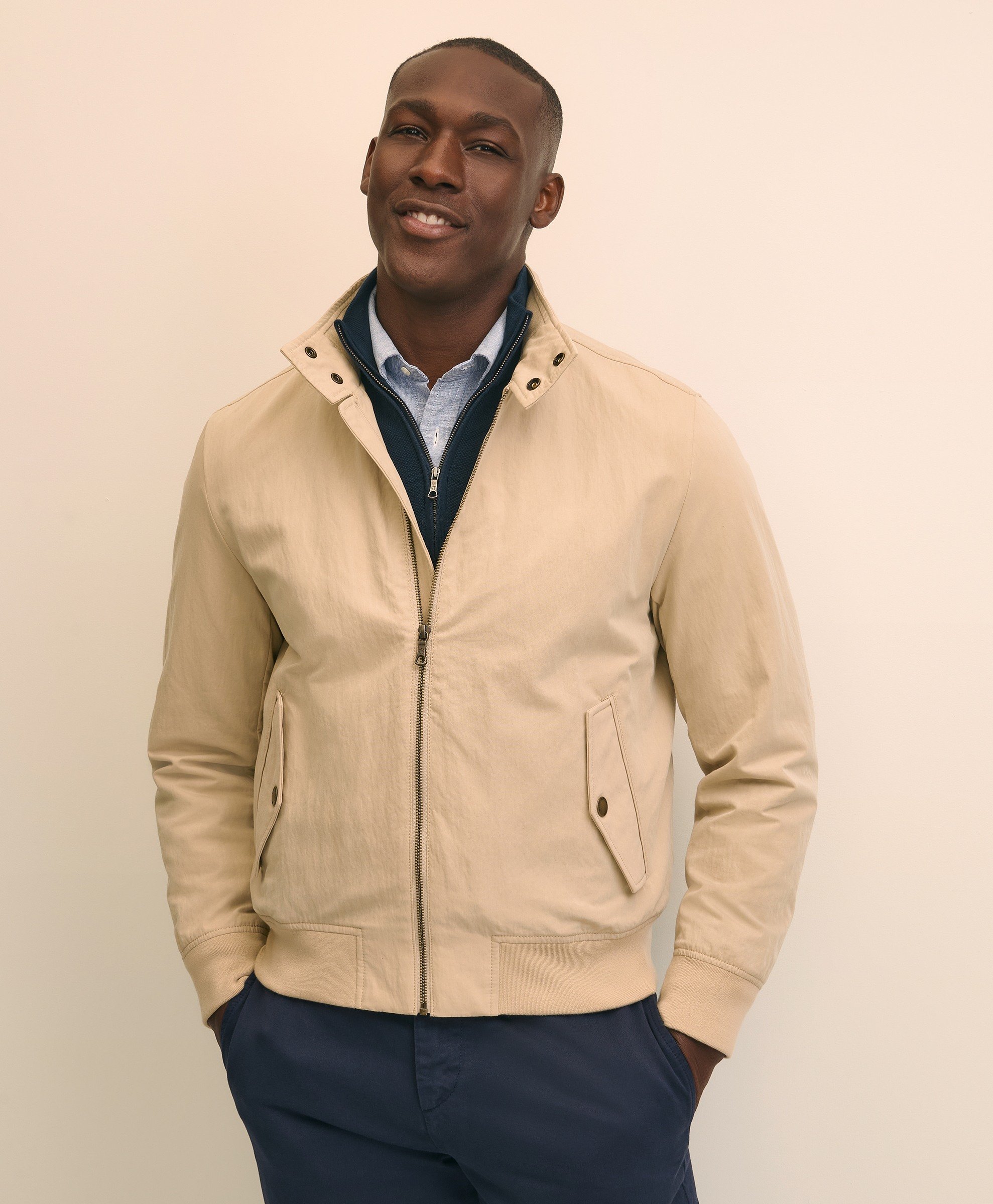 Brooks Brothers | Cotton Nylon Blend Solid Regular Fit Harrington Jacket