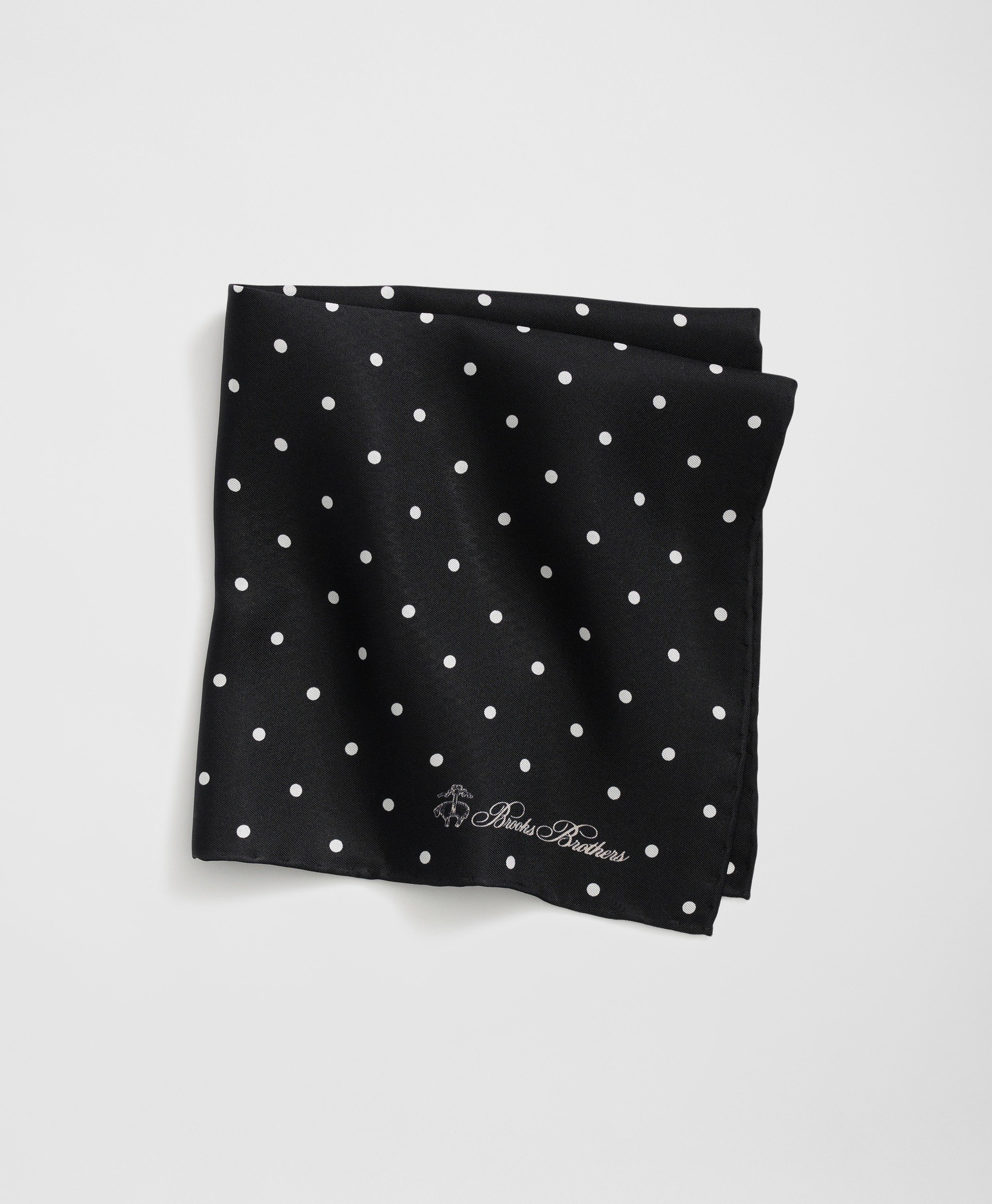 Brooks Brothers | Dotted Black Silk Pocket Square