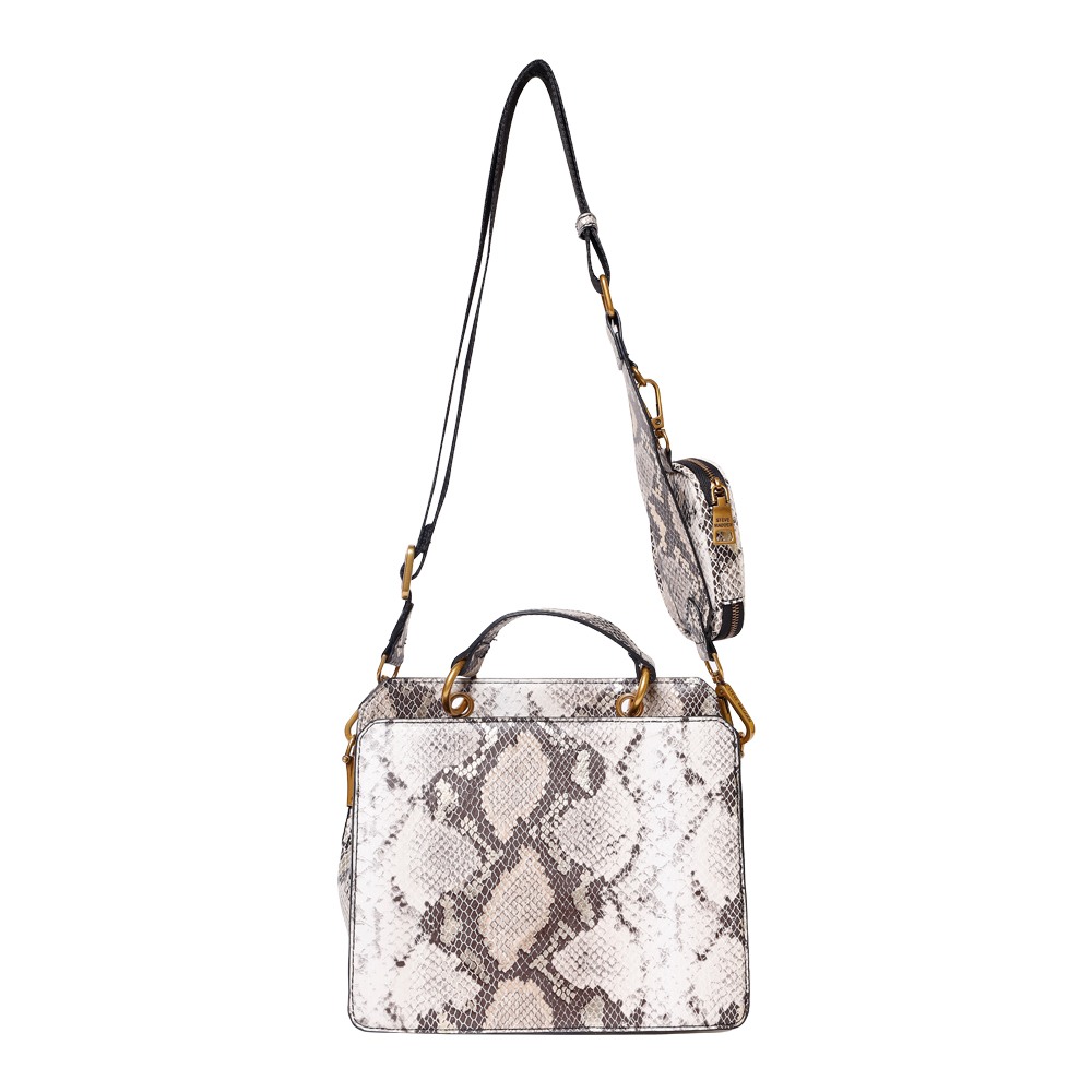 BEVELYN-SNAKE METALLIC SNAKE SATCHEL