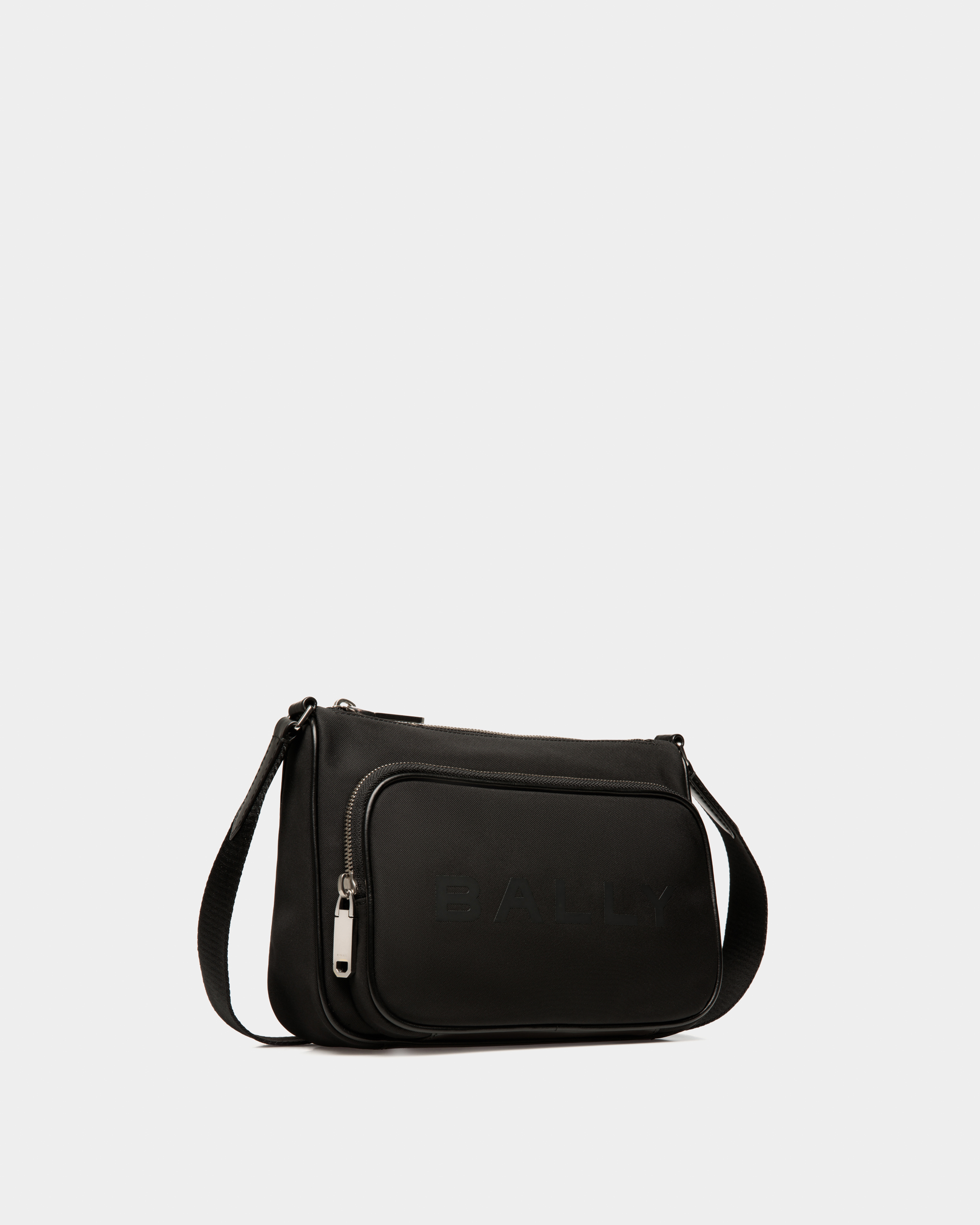 Bar Crossbody Bag in Black Nylon And Leather