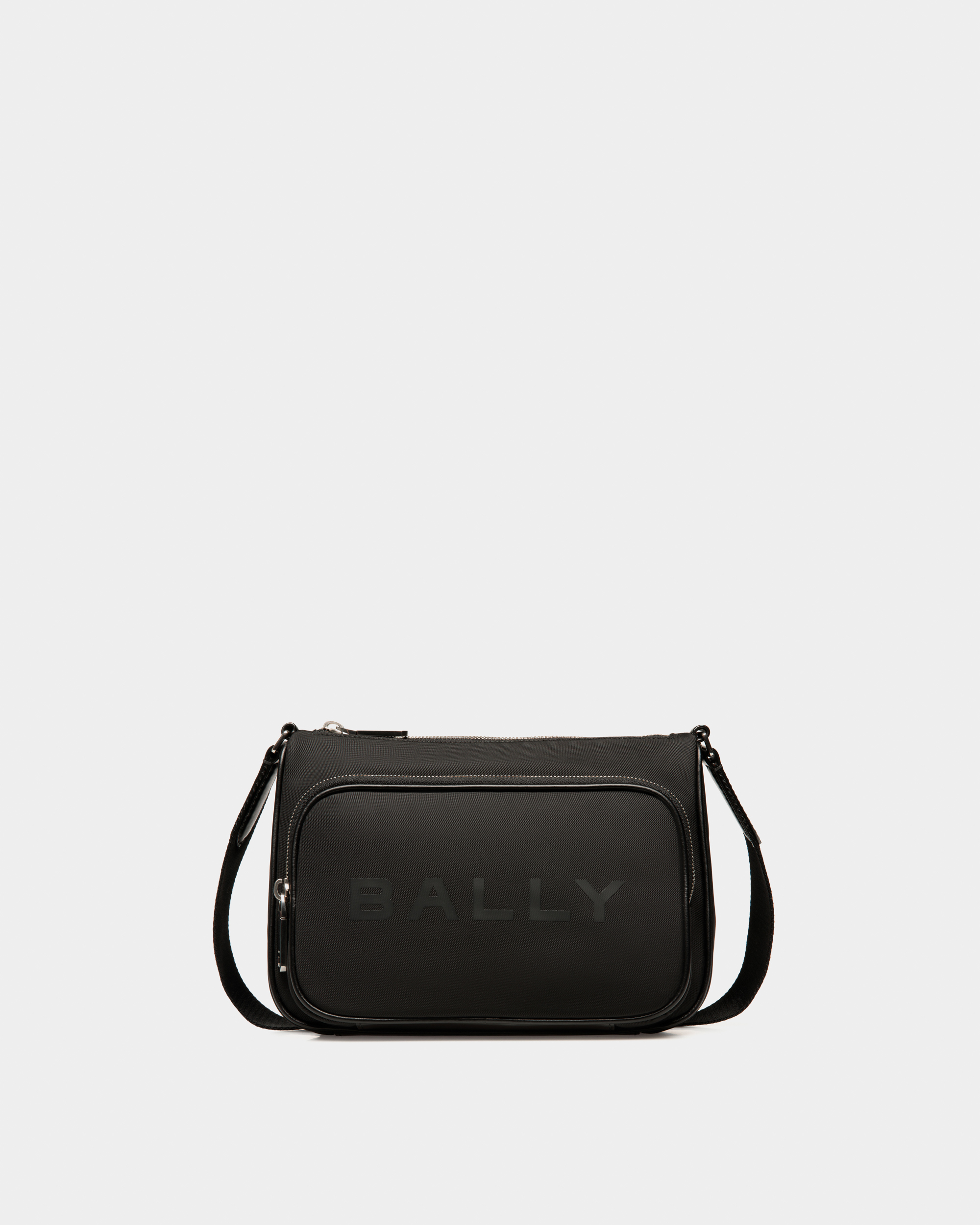 Bar Crossbody Bag in Black Nylon And Leather