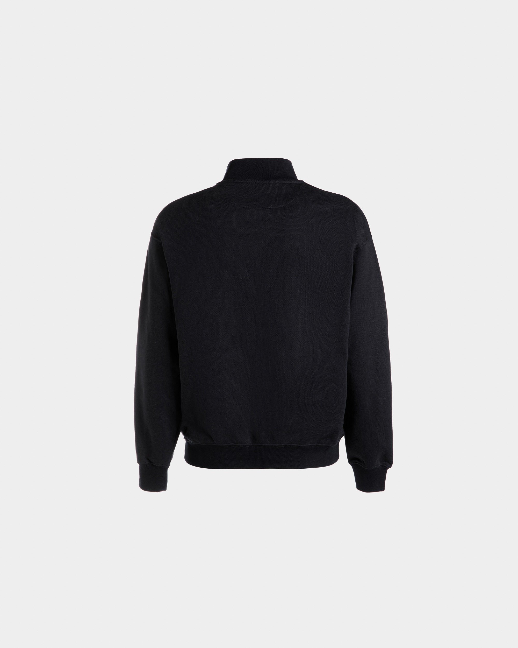 Half Zip Sweatshirt With Crest Logo In Navy Blue Cotton