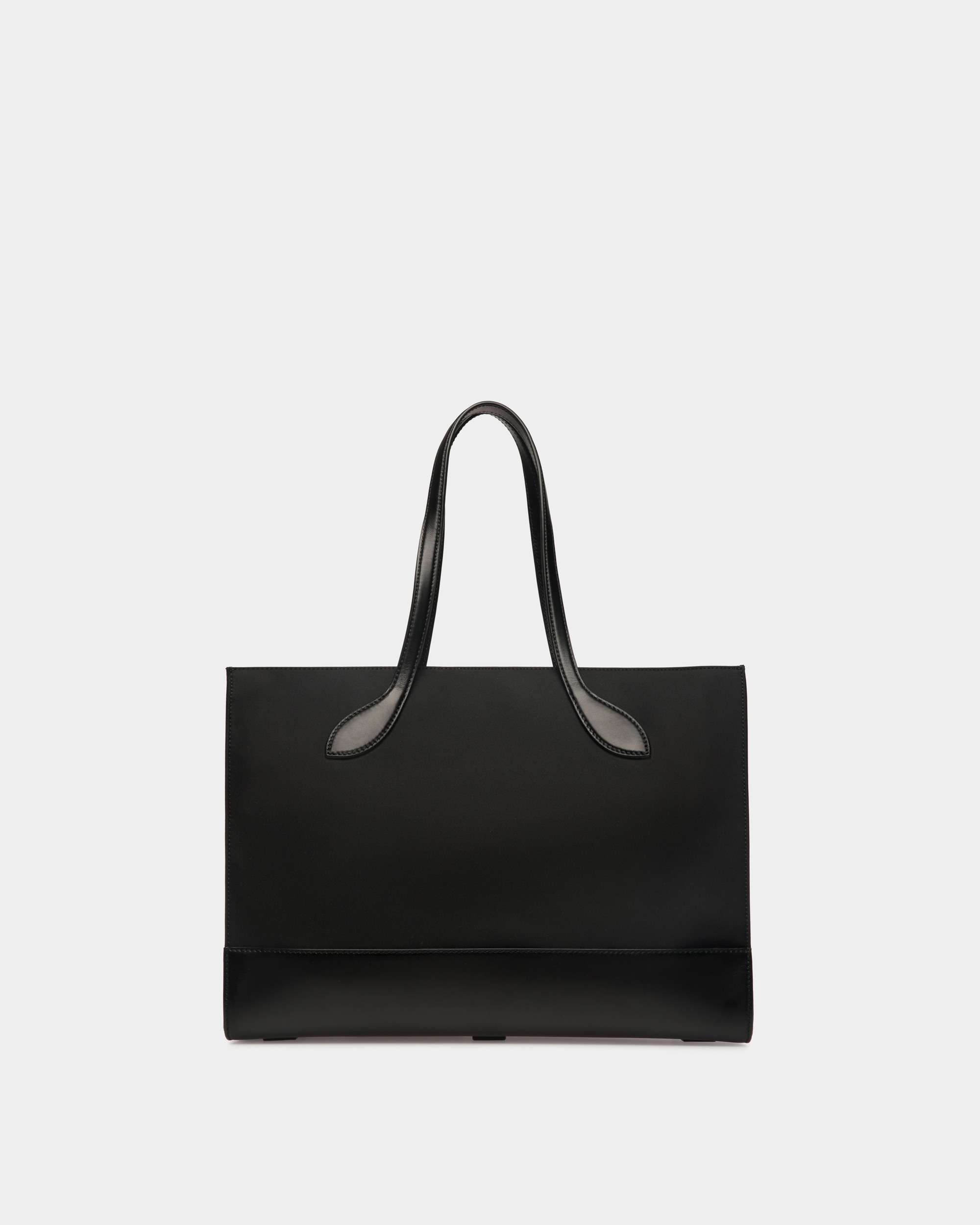 Bar Tote Bag In Black Nylon And Leather