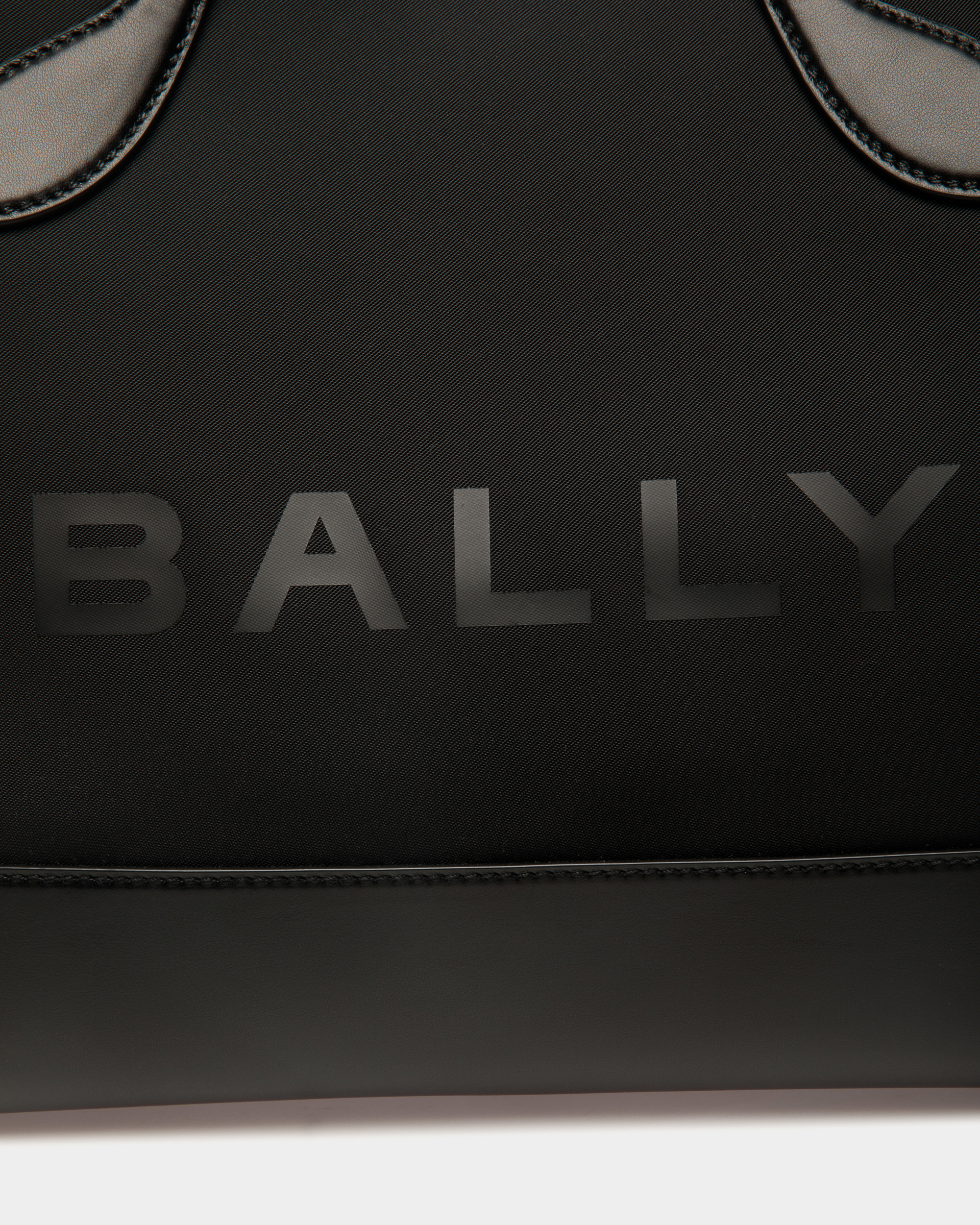 Bar Tote Bag In Black Nylon And Leather