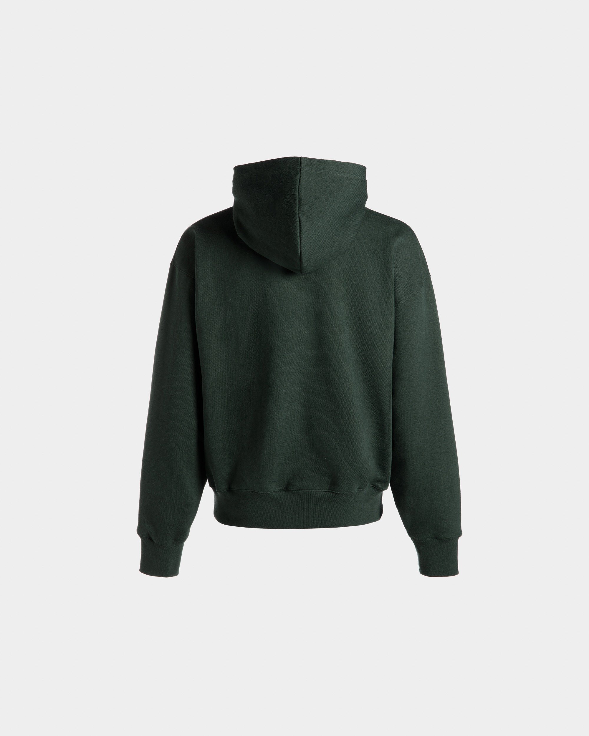 Hoodie With Crest Logo In Bottle Green Cotton