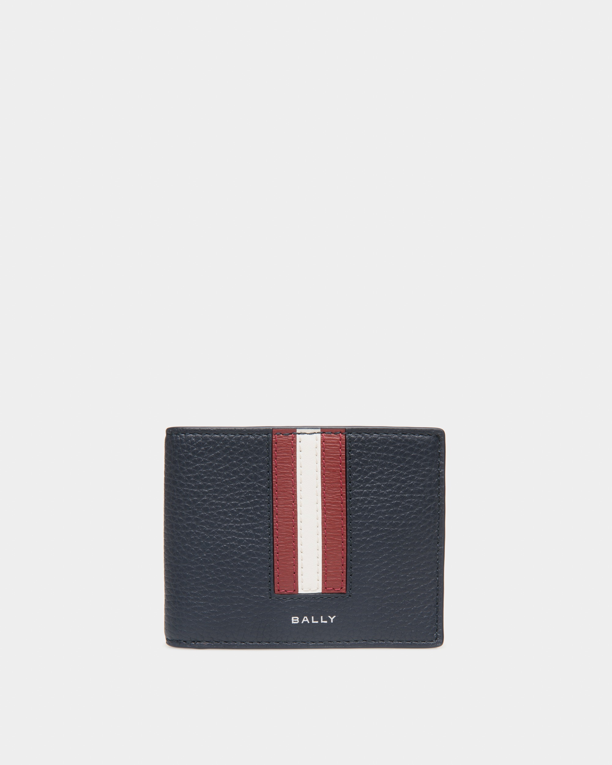 Ribbon Bifold In Navy Blue Leather
