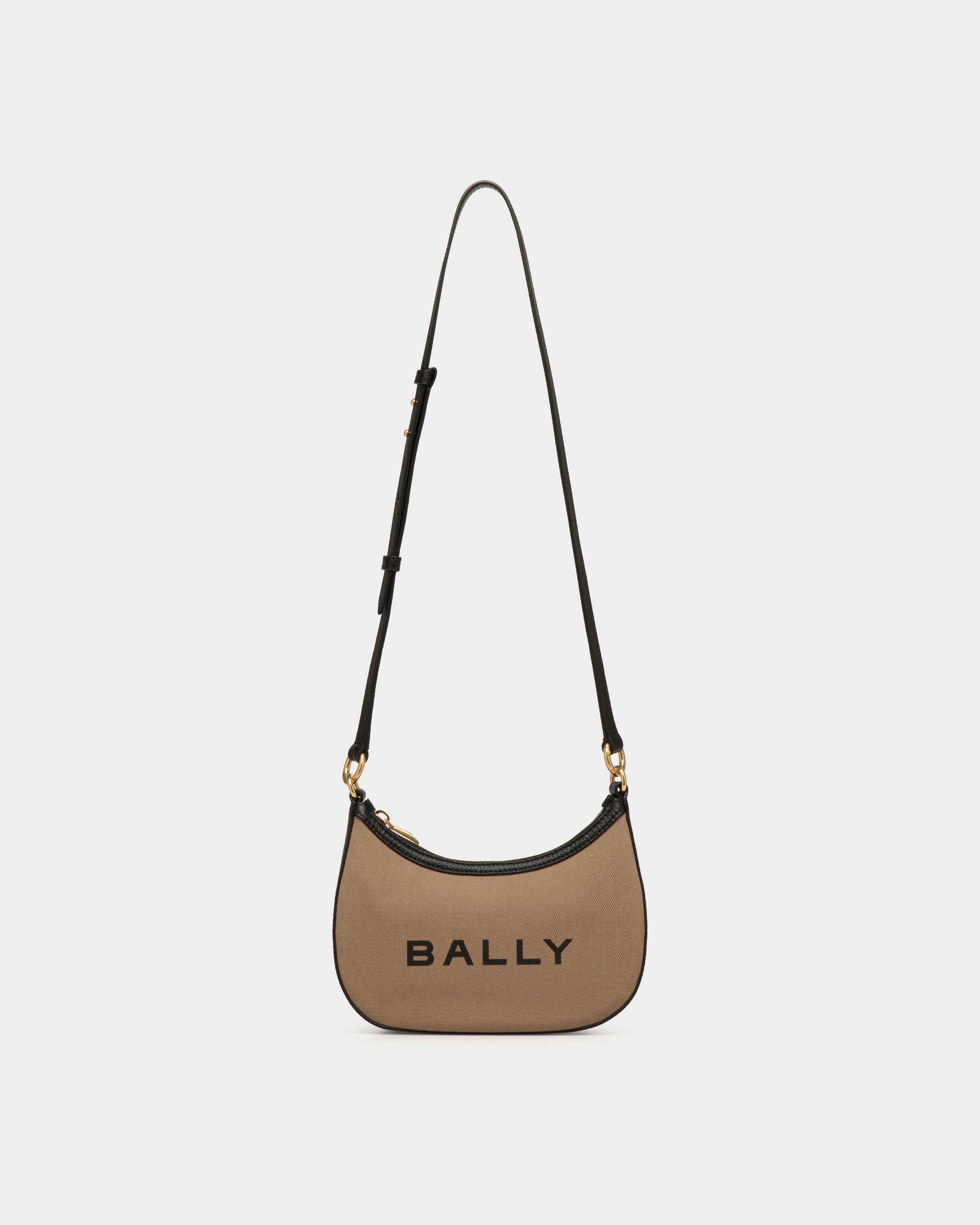 Bally | Bar Mini Crossbody Bag In Beige And Black Canvas And Leather