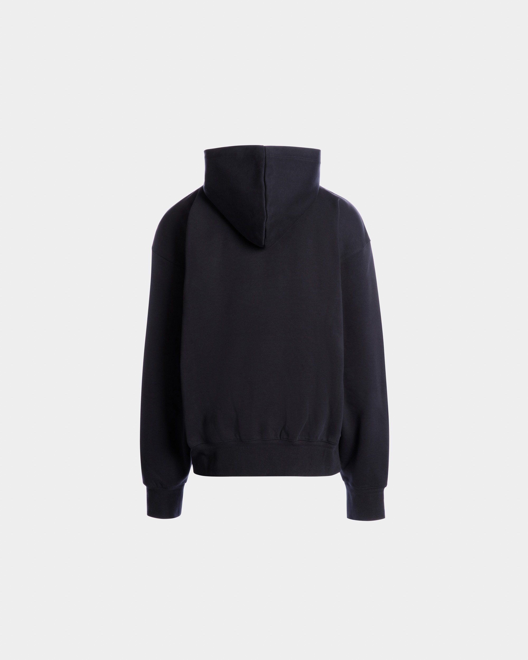 Hoodie With Crest Logo In Navy Blue Cotton