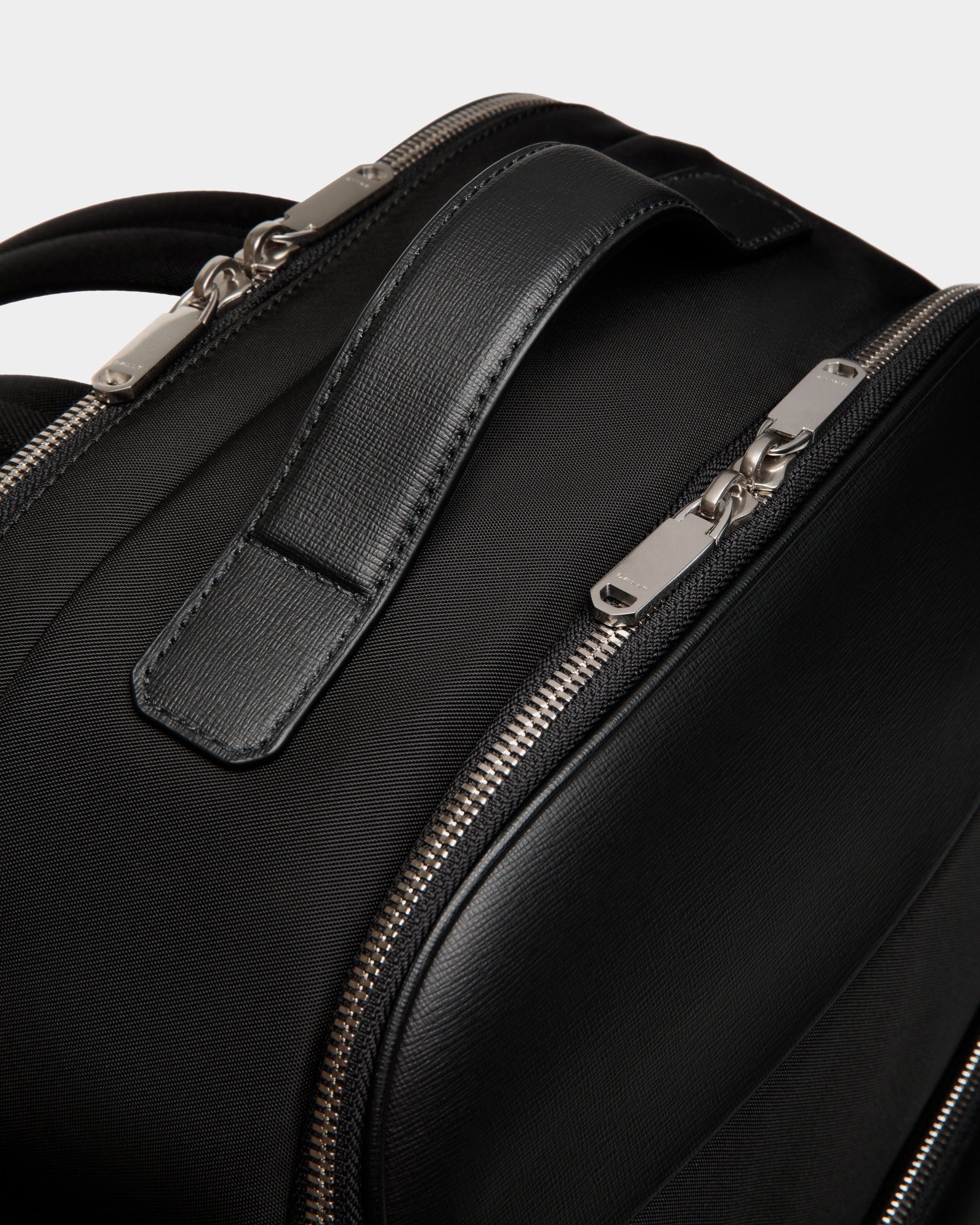 Vogel Backpack In Black Nylon And Recycled Leather