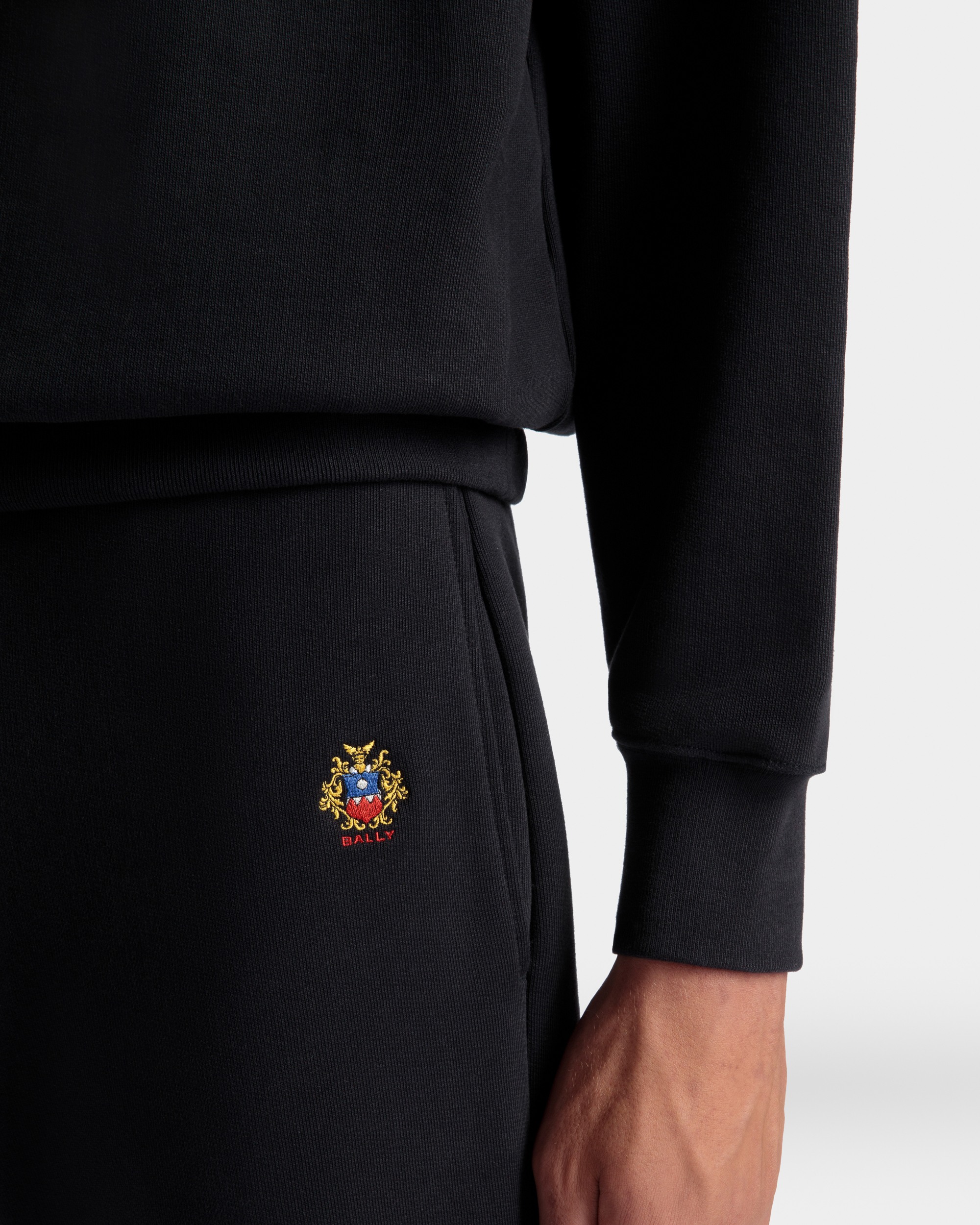 Sweatpants With Crest Logo In Navy Blue Cotton