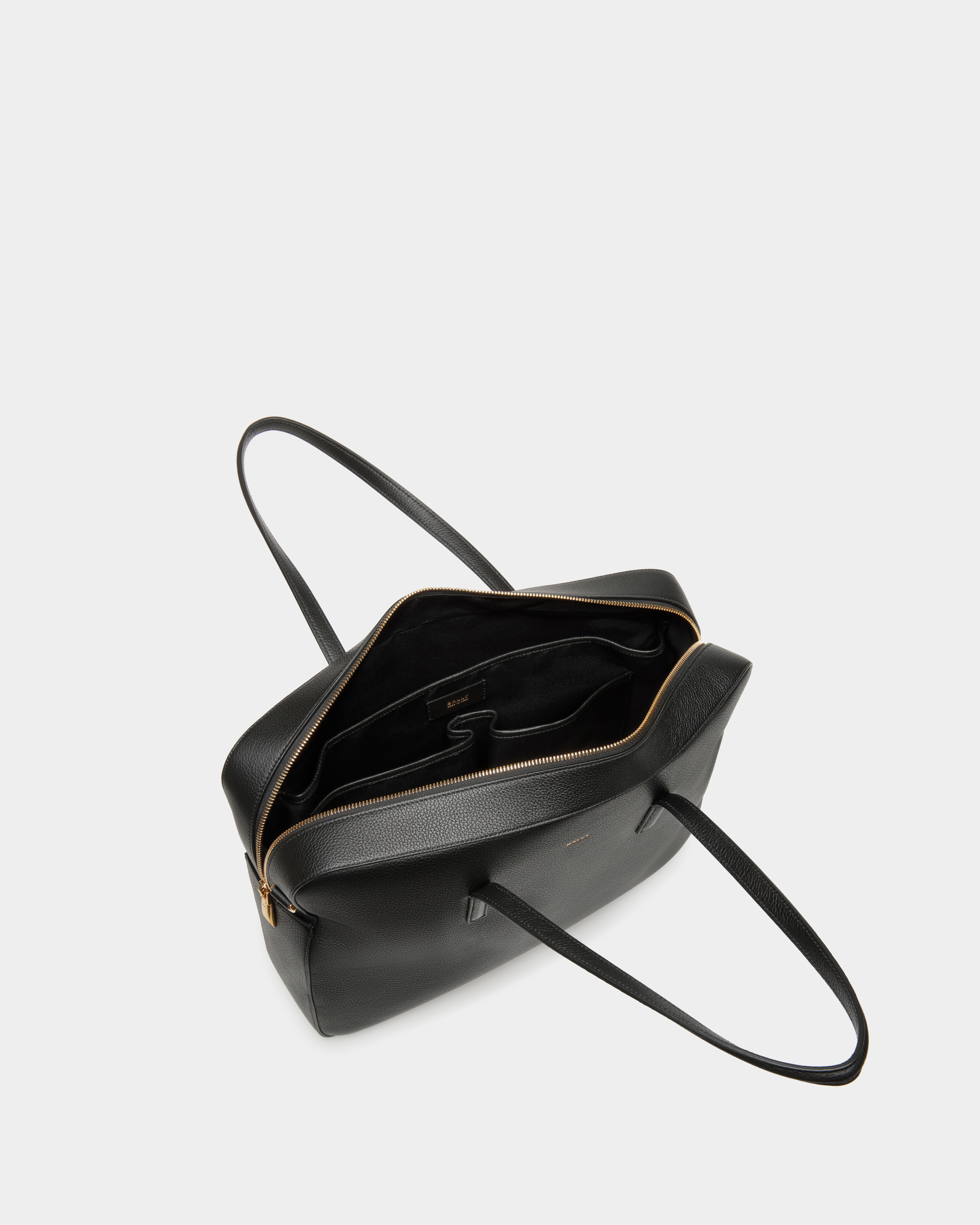 Emblem Business Bag in Black Grained Leather
