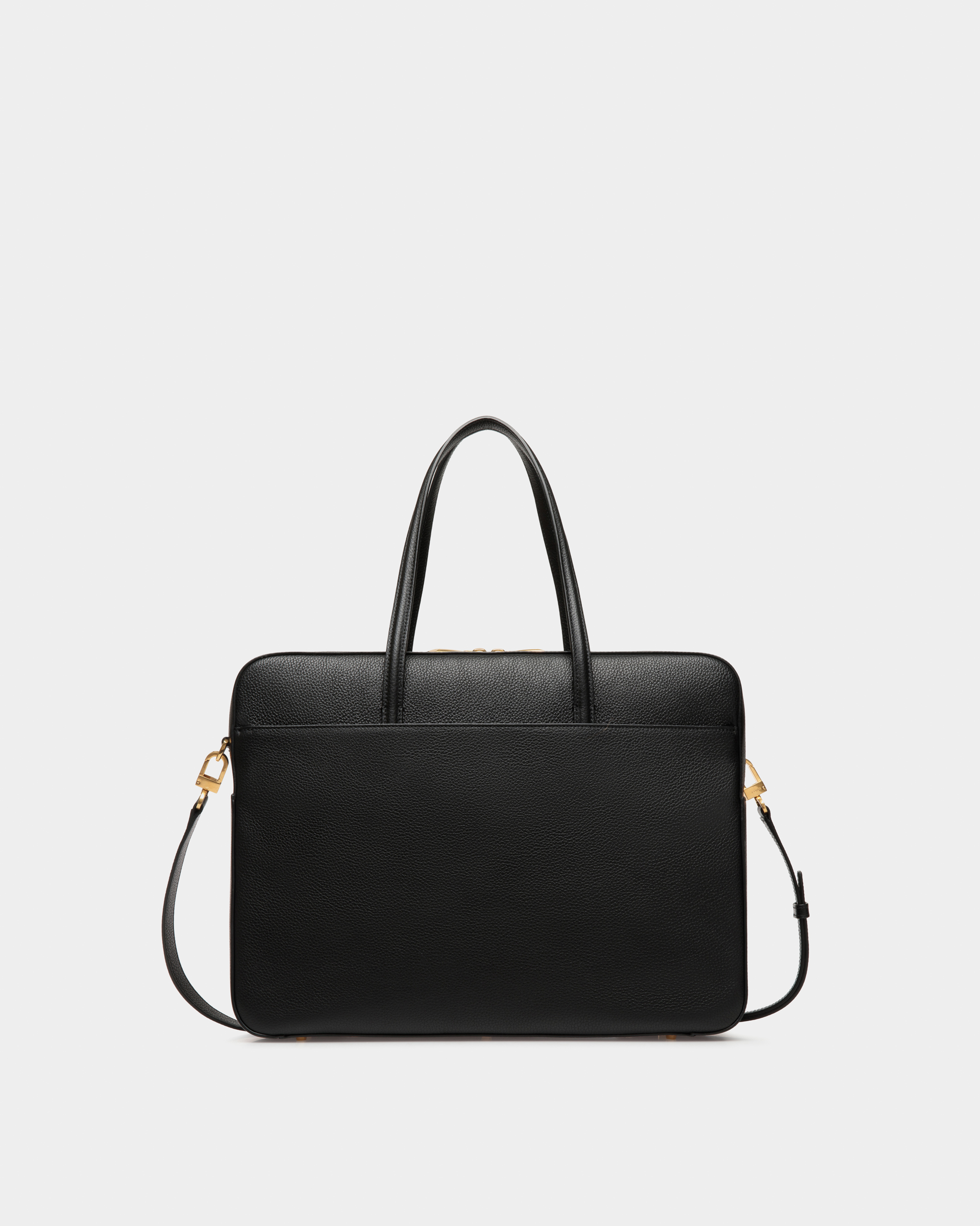Emblem Business Bag in Black Grained Leather