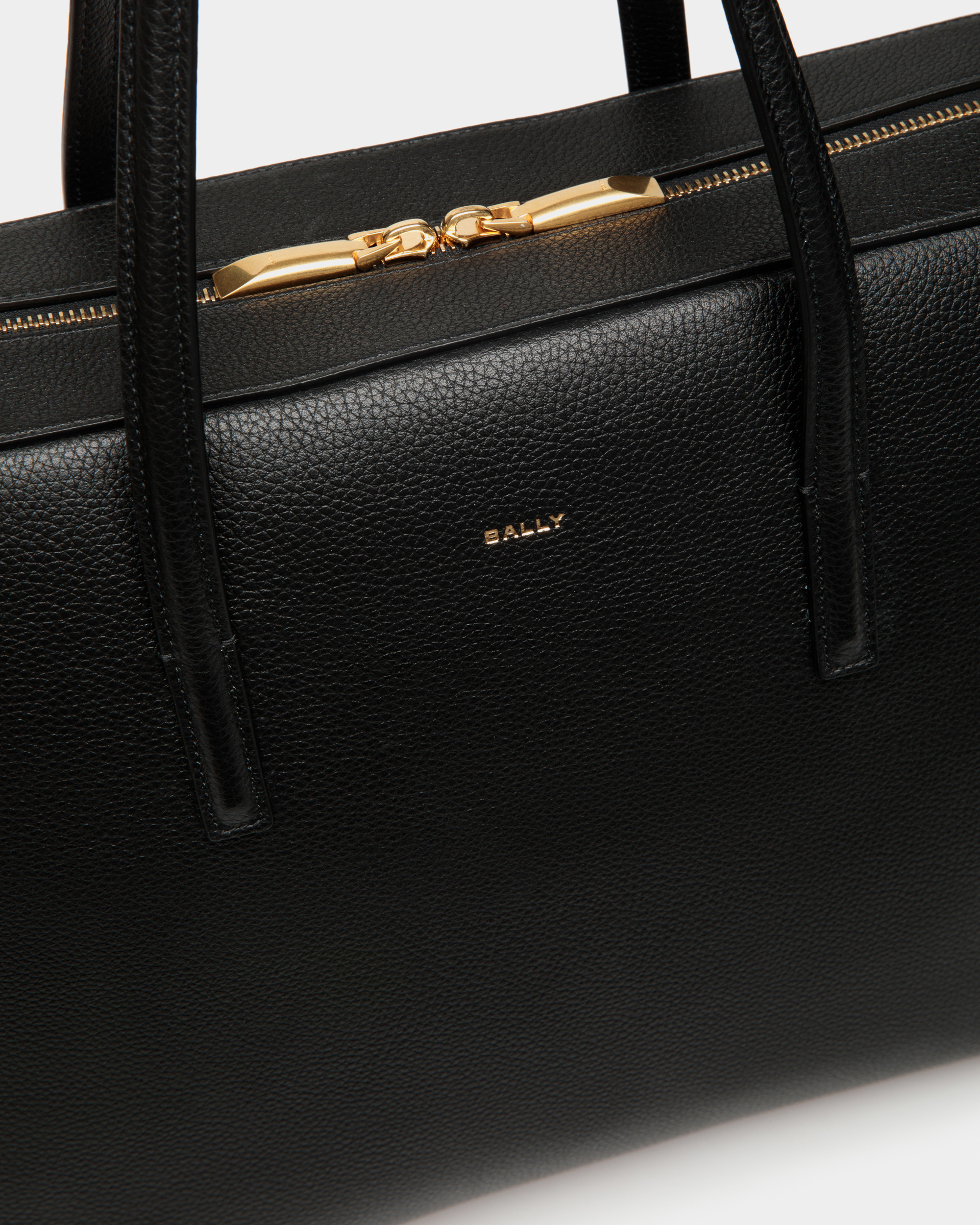 Emblem Business Bag in Black Grained Leather