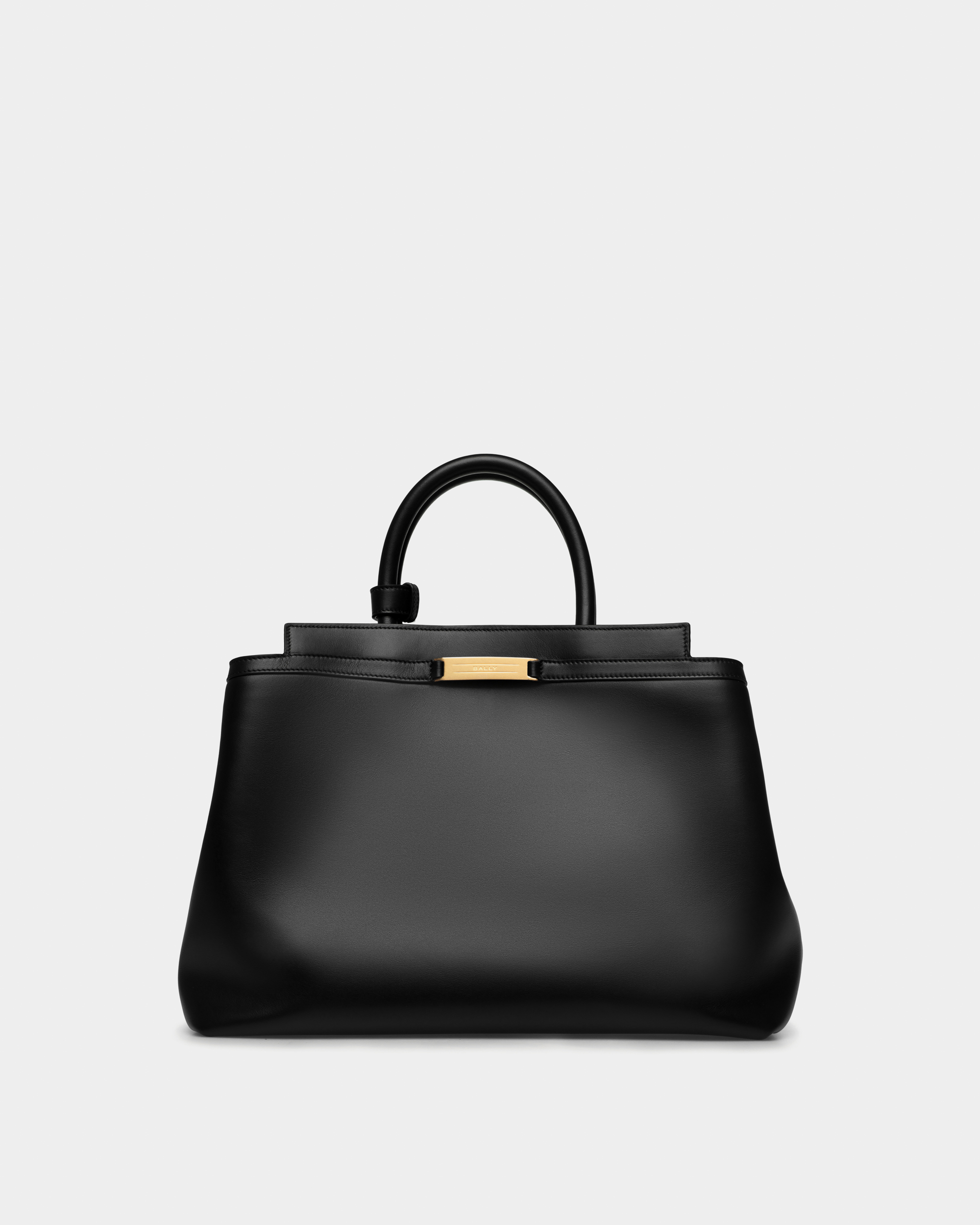 Deco Tote Bag In Black Leather