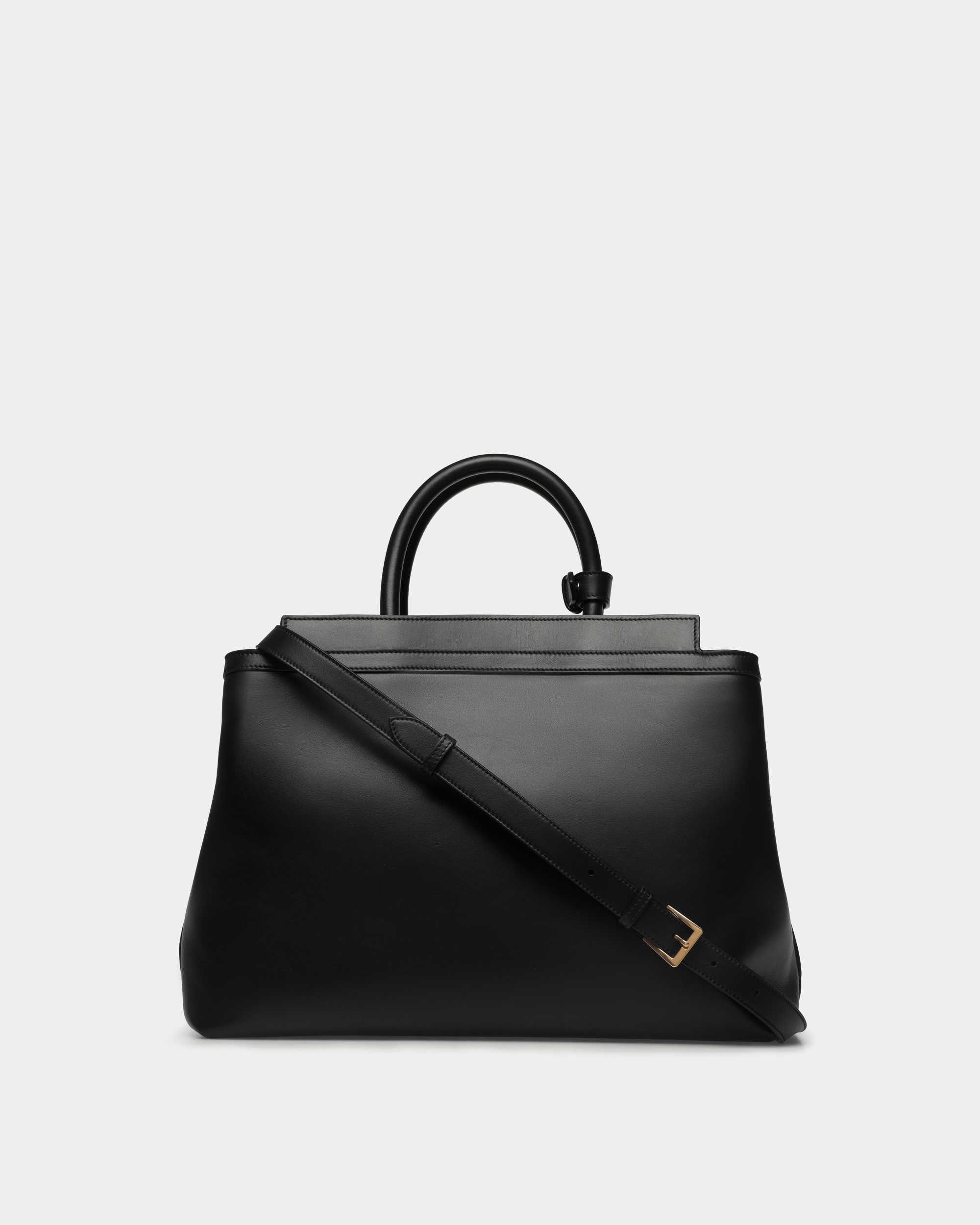 Deco Tote Bag In Black Leather