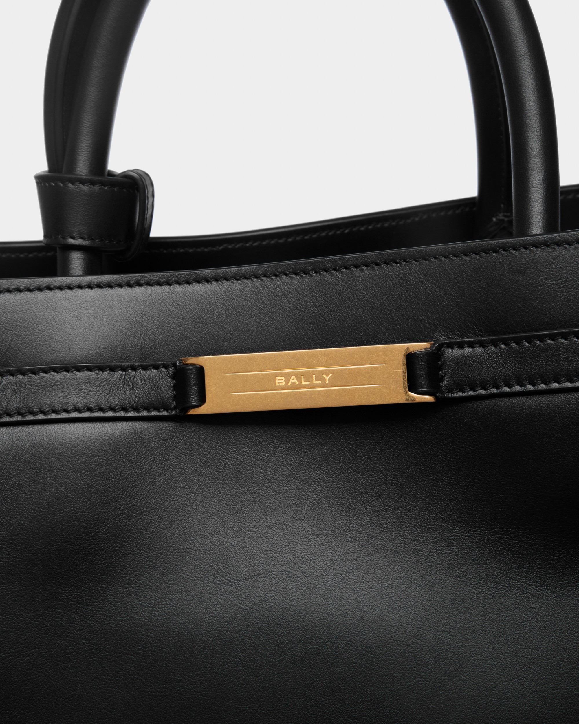 Deco Tote Bag In Black Leather