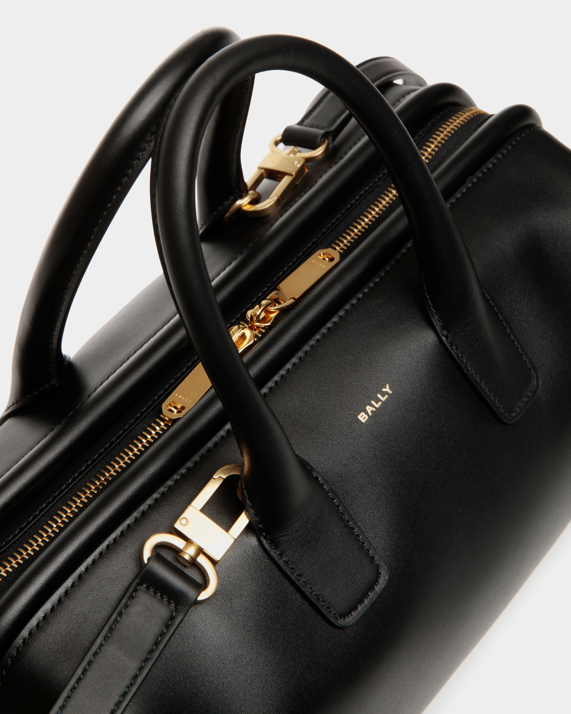 Belle Small Top Handle Bag In Black Leather