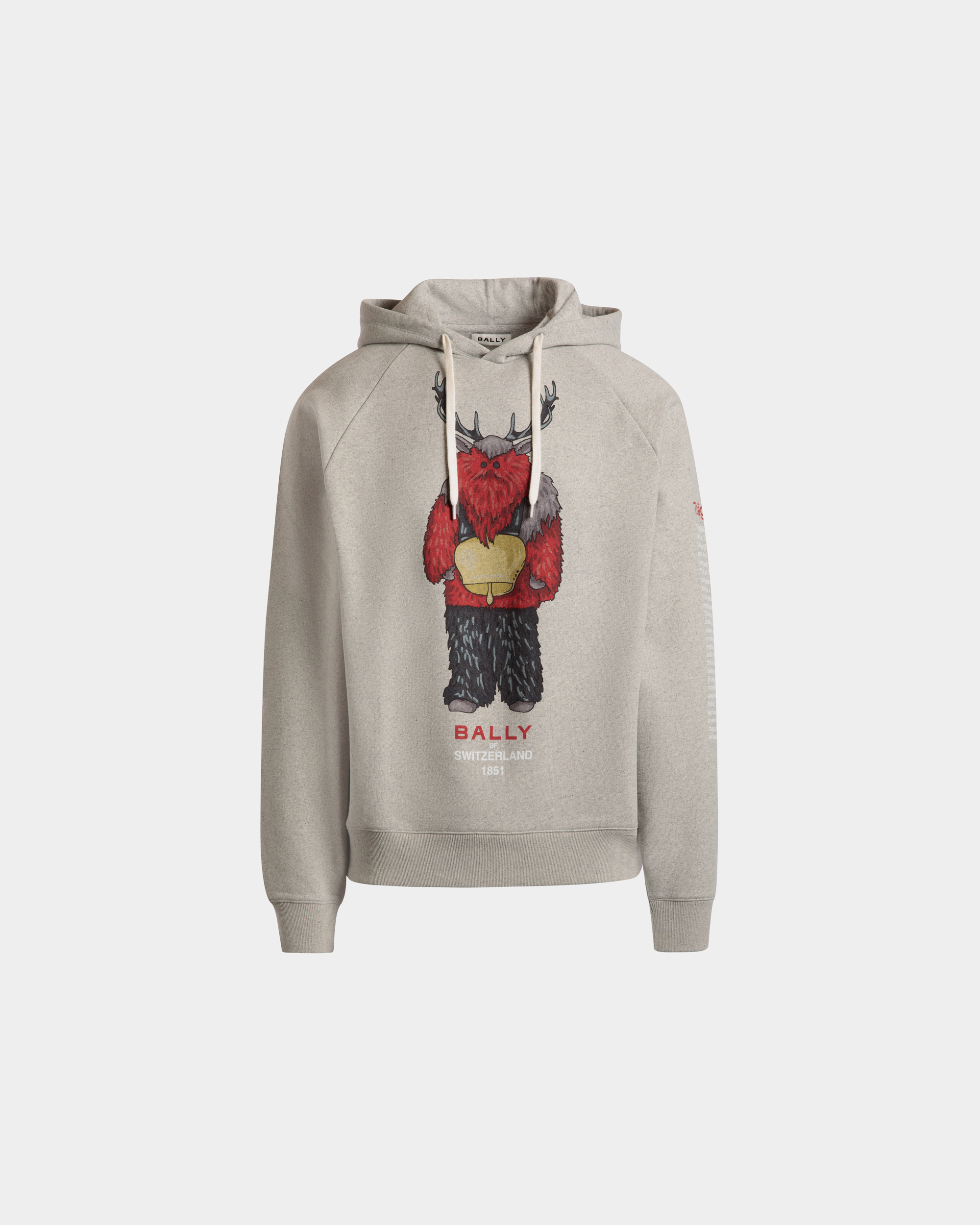 Hoodie With Forest Mask In Grey Melange Cotton
