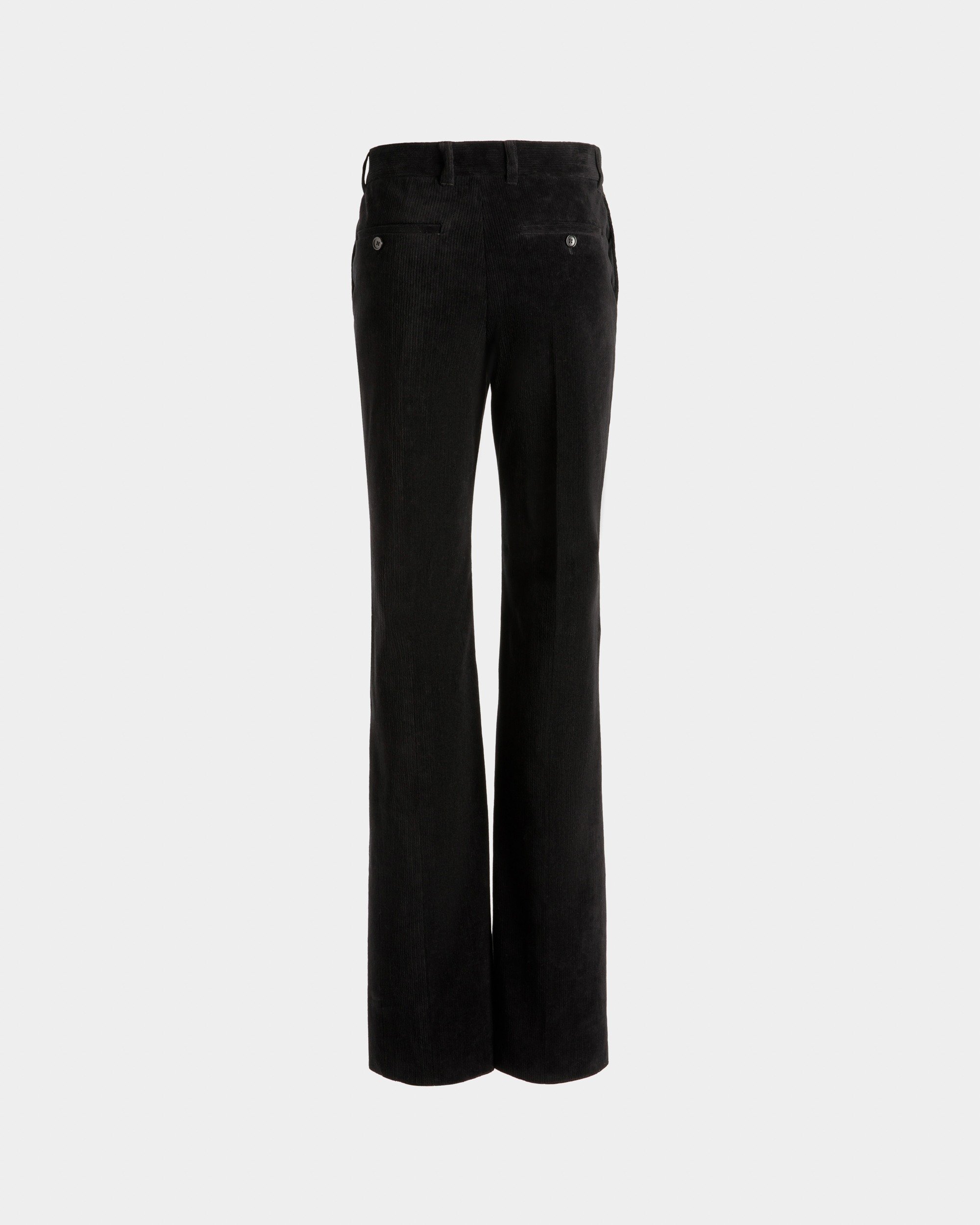 Flared Pants In Black Cotton Corduroy