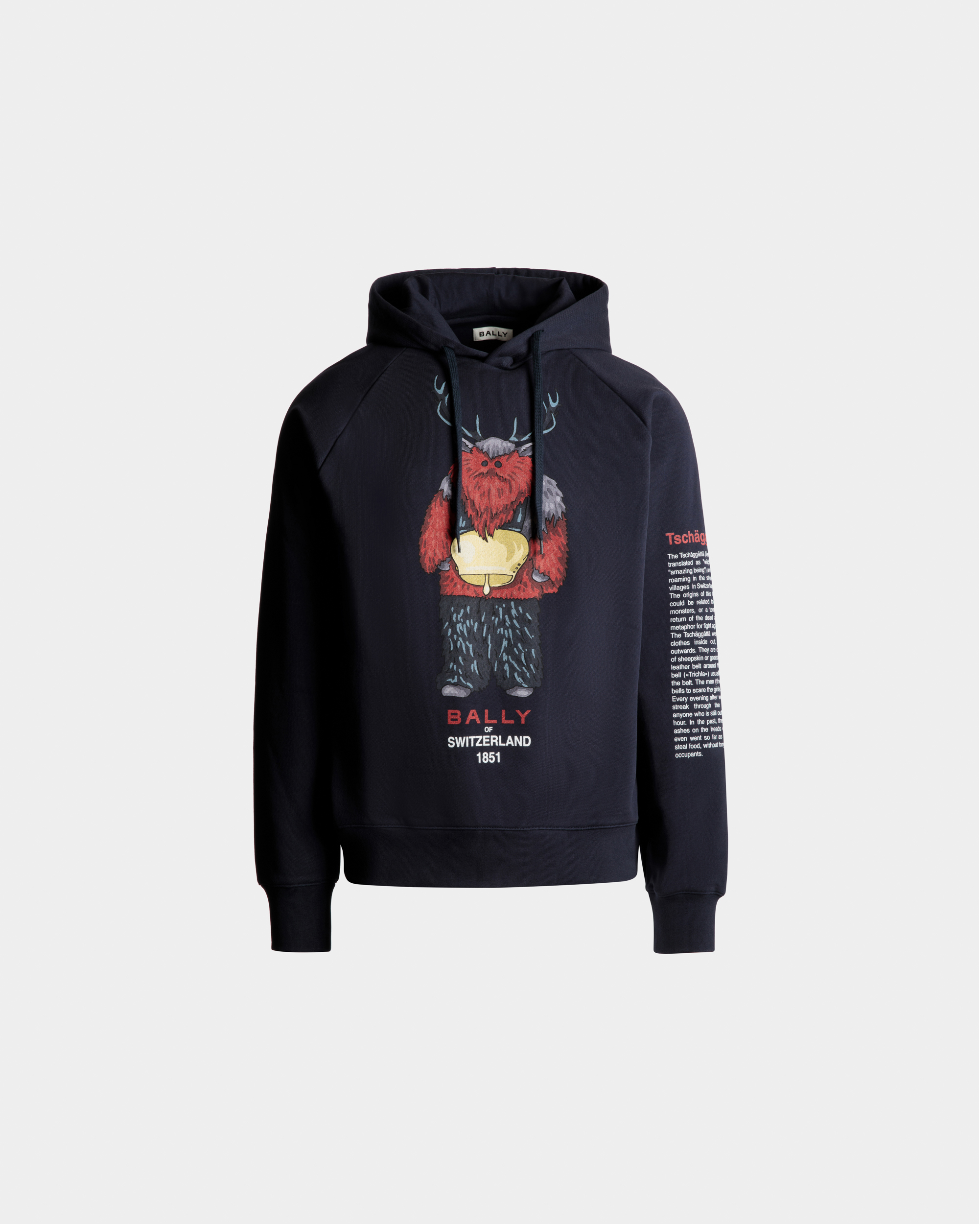 Hoodie With Forest Mask In Navy Blue Cotton