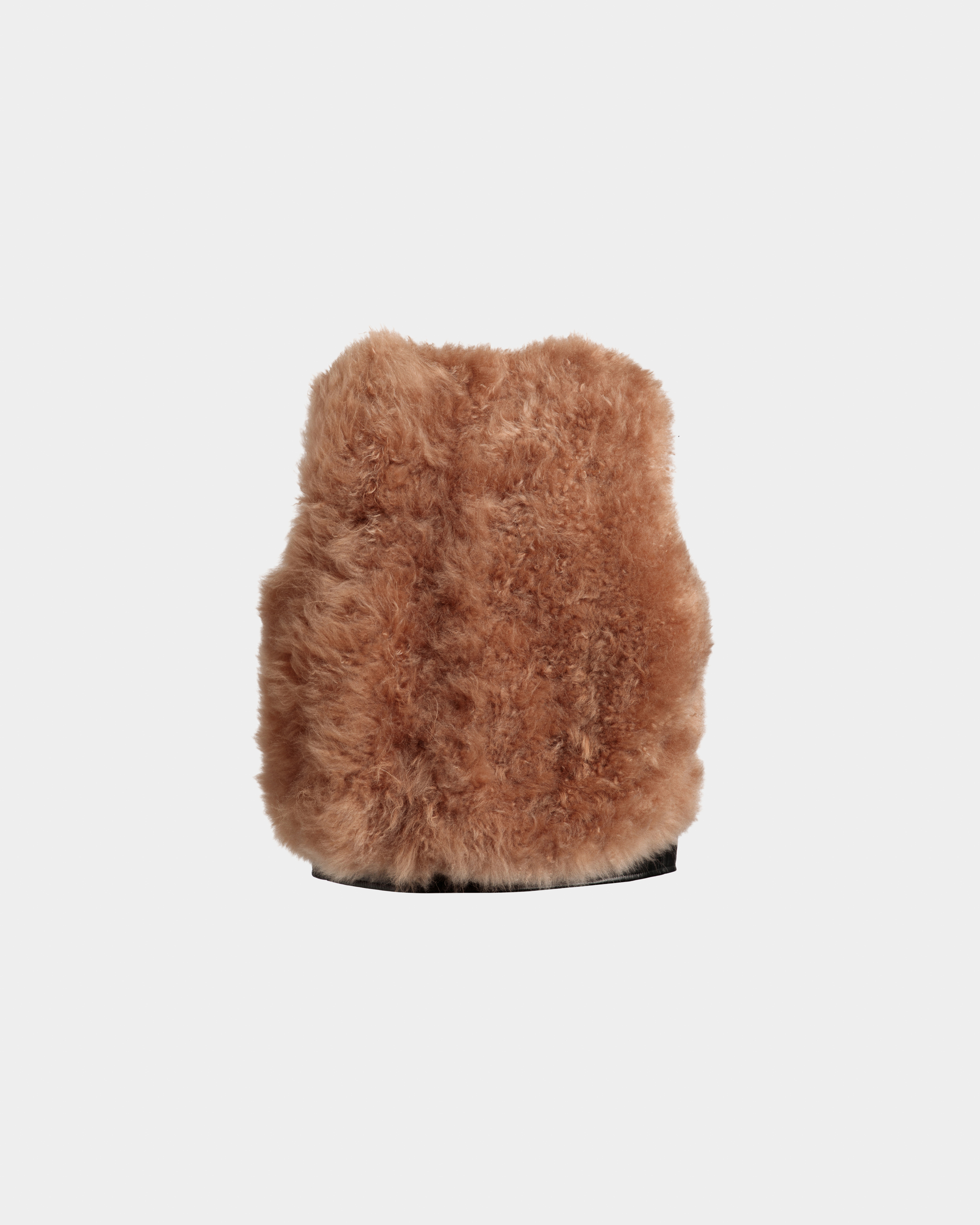 Vest With Shearling Insert In Black Leather