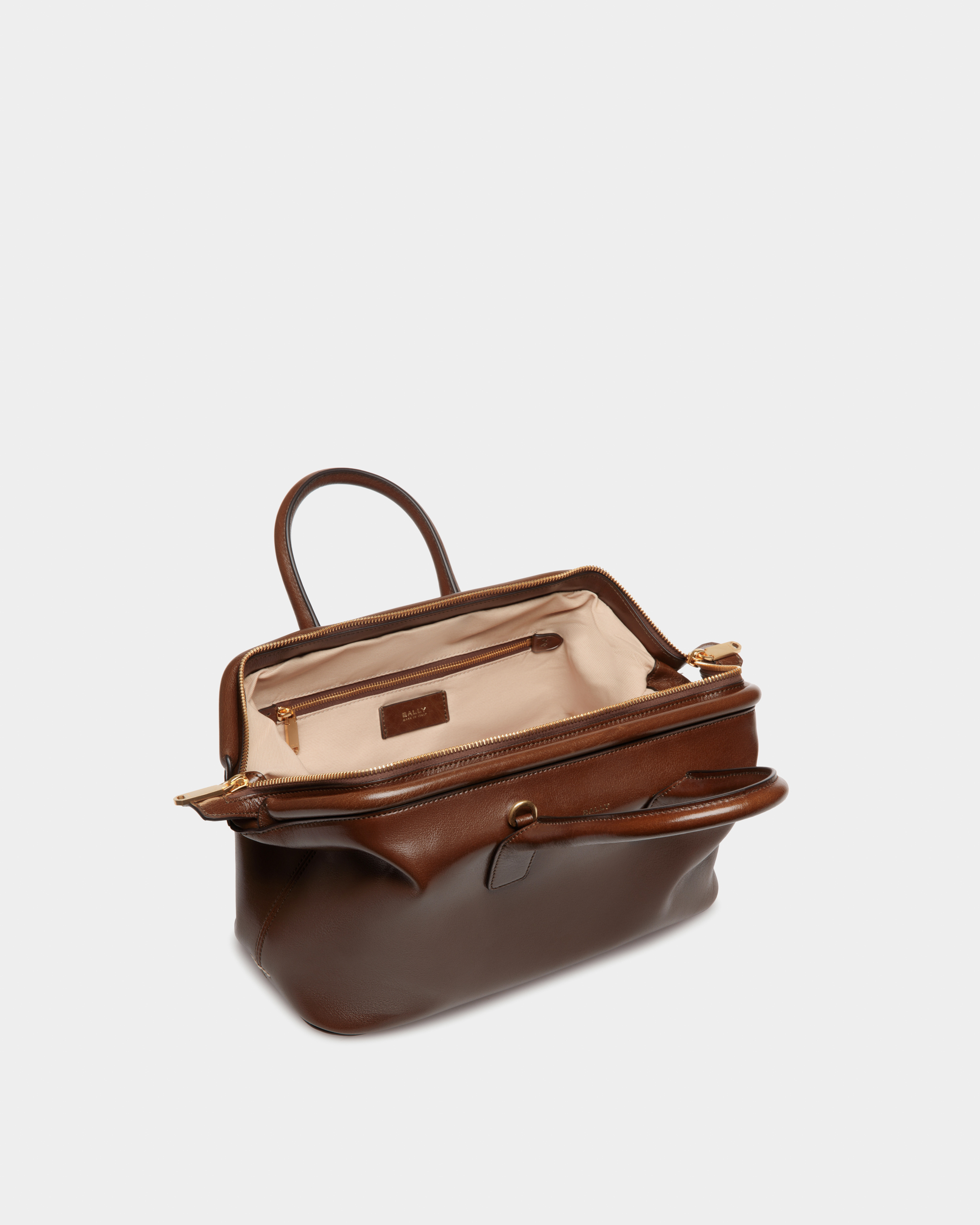 Belle Small Top Handle Bag In Marron Glacé Leather
