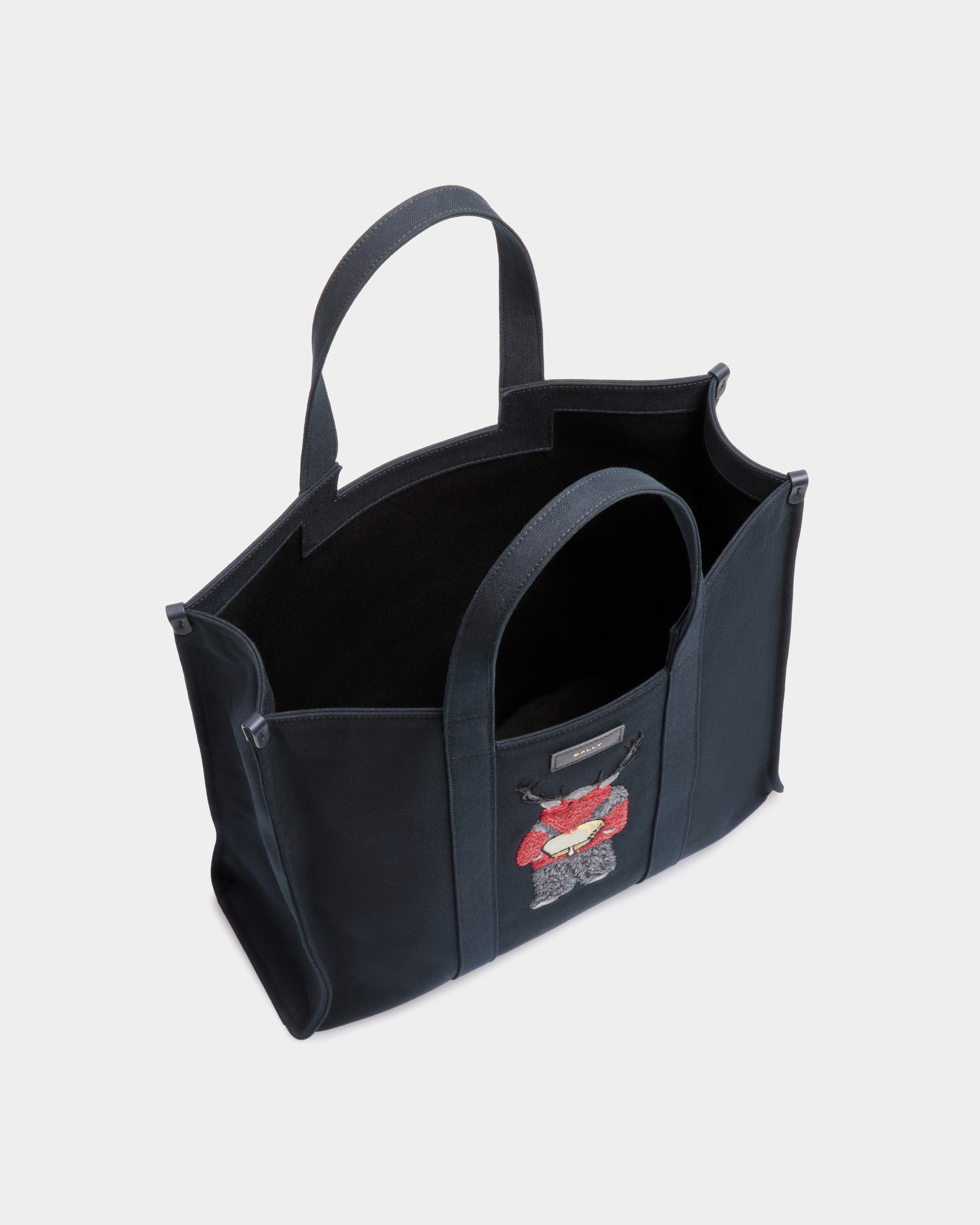 Easy Tote In Navy Blue Cotton Canvas