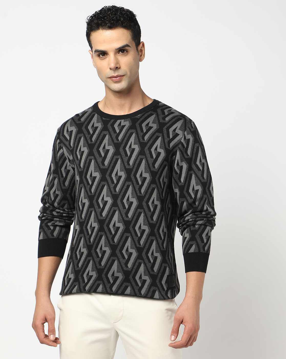 Cotton Jacquard Regular Fit Sweater