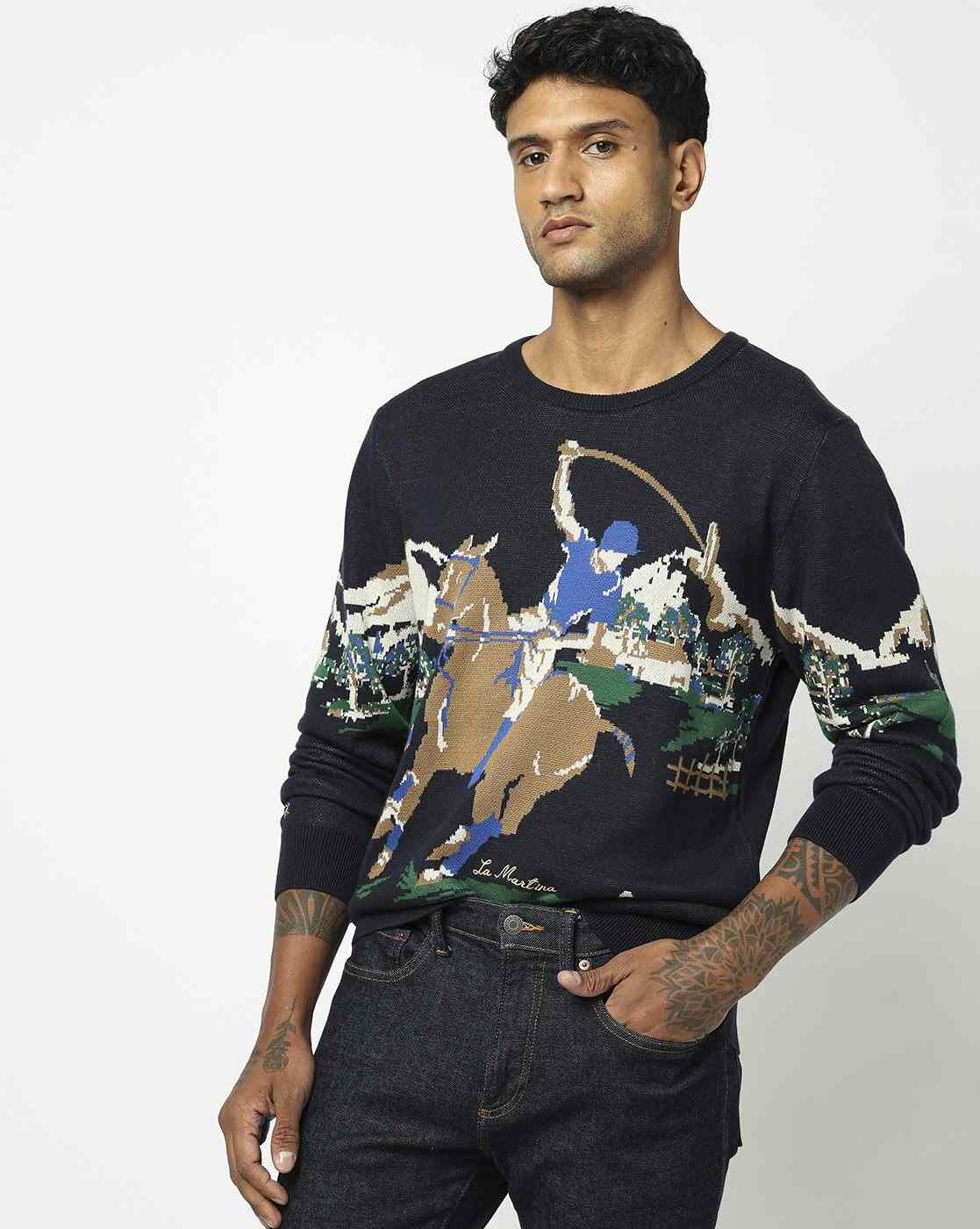 Cotton Jacquard Regular Fit Sweater