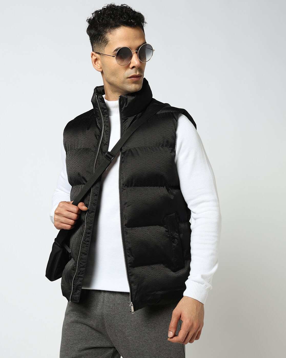 All Over Printed Regular Fit BlackPuffer Jacket