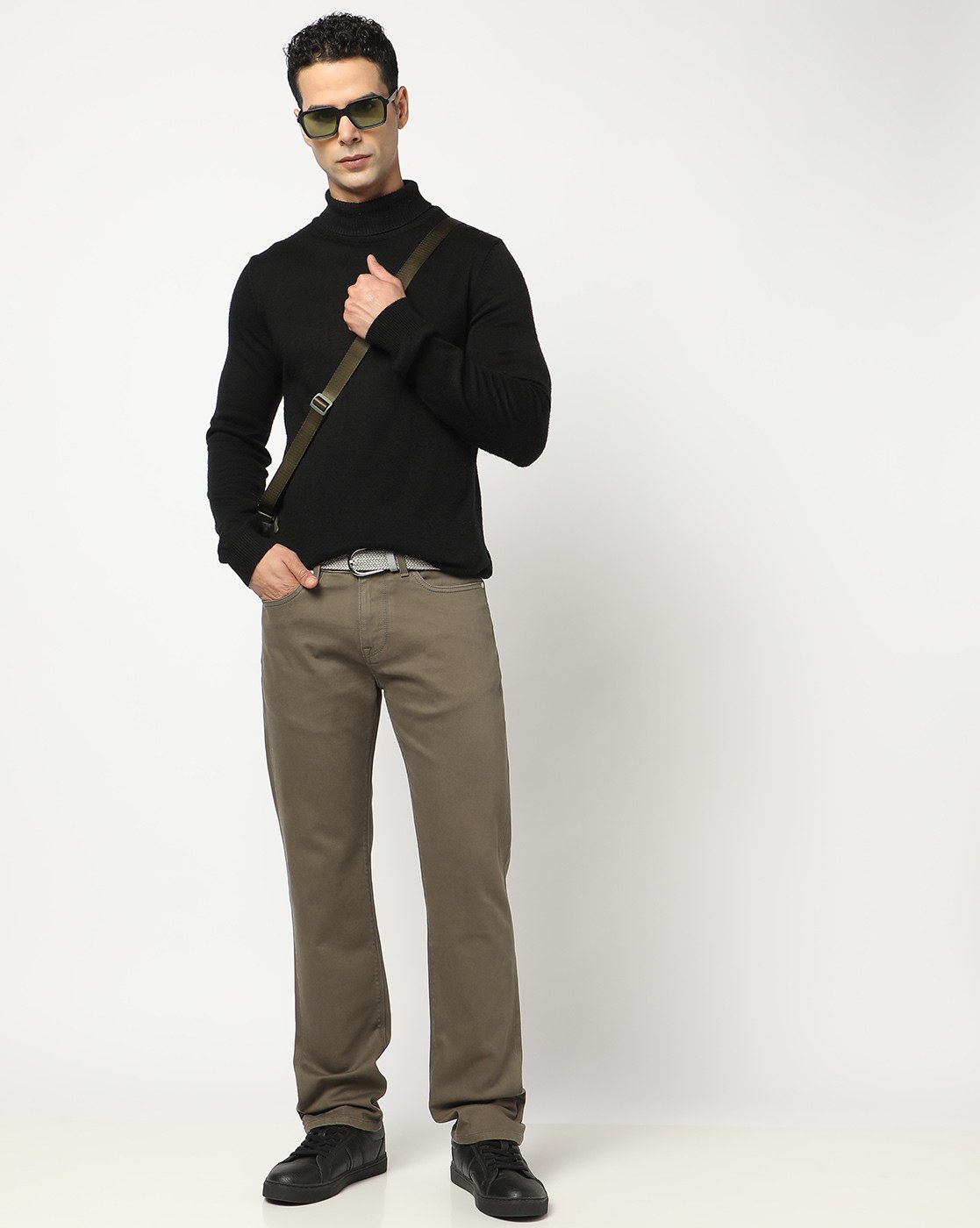 Cotton Stretch Slim Fit Solid Green Denim