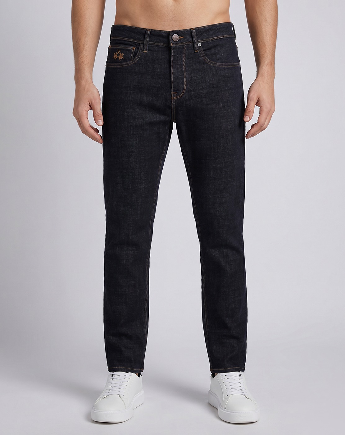 Cotton Blend Slim Fit Solid Black Denim with Stretch
