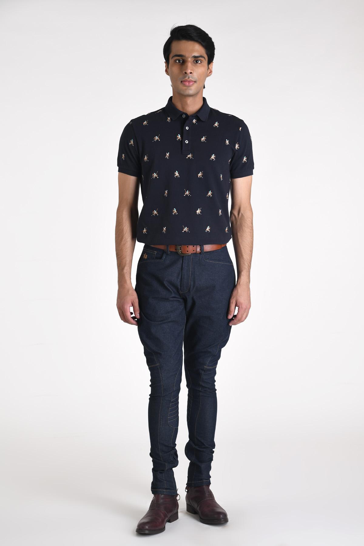 Solid Regular Fit Denim with stitch detail