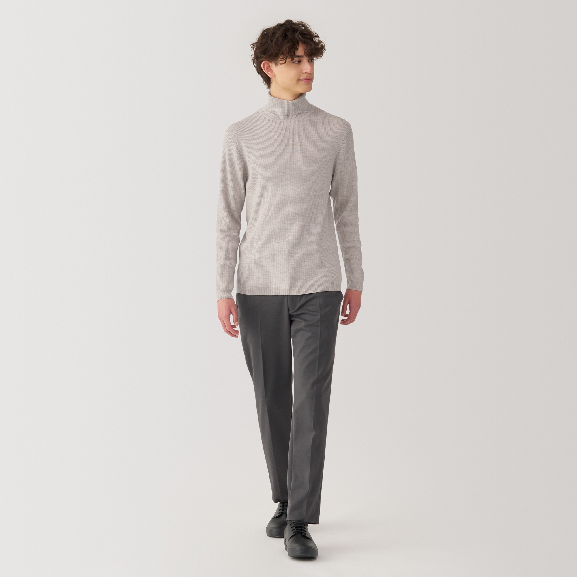 Washable high-gauge Turtle neckribbeb sweater