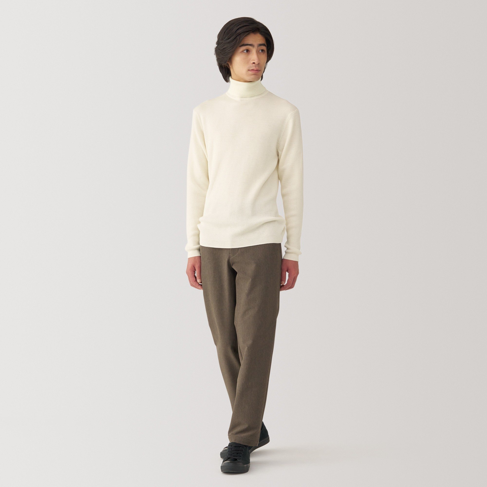 Washable high-gauge Turtle neckribbeb sweater