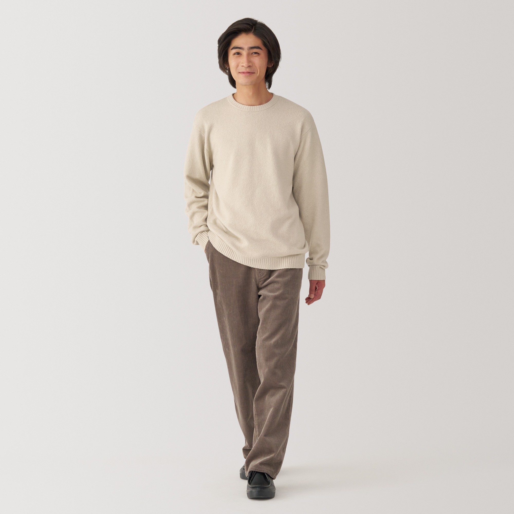MUJI | Soy fiber mid-gauge crew neck Long Sleeve sweater
