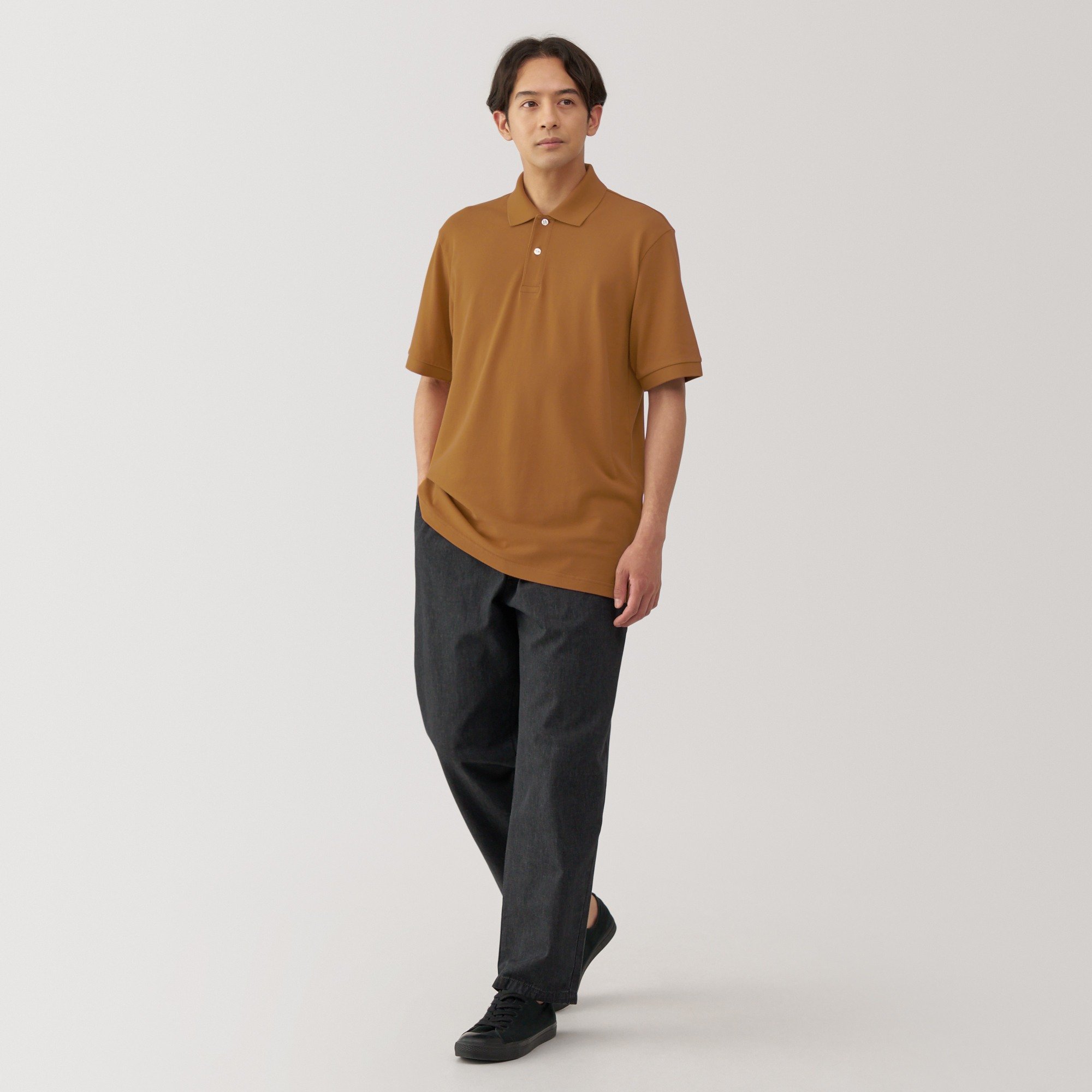 Washed pique  Short Sleeve polo shirt(OS)