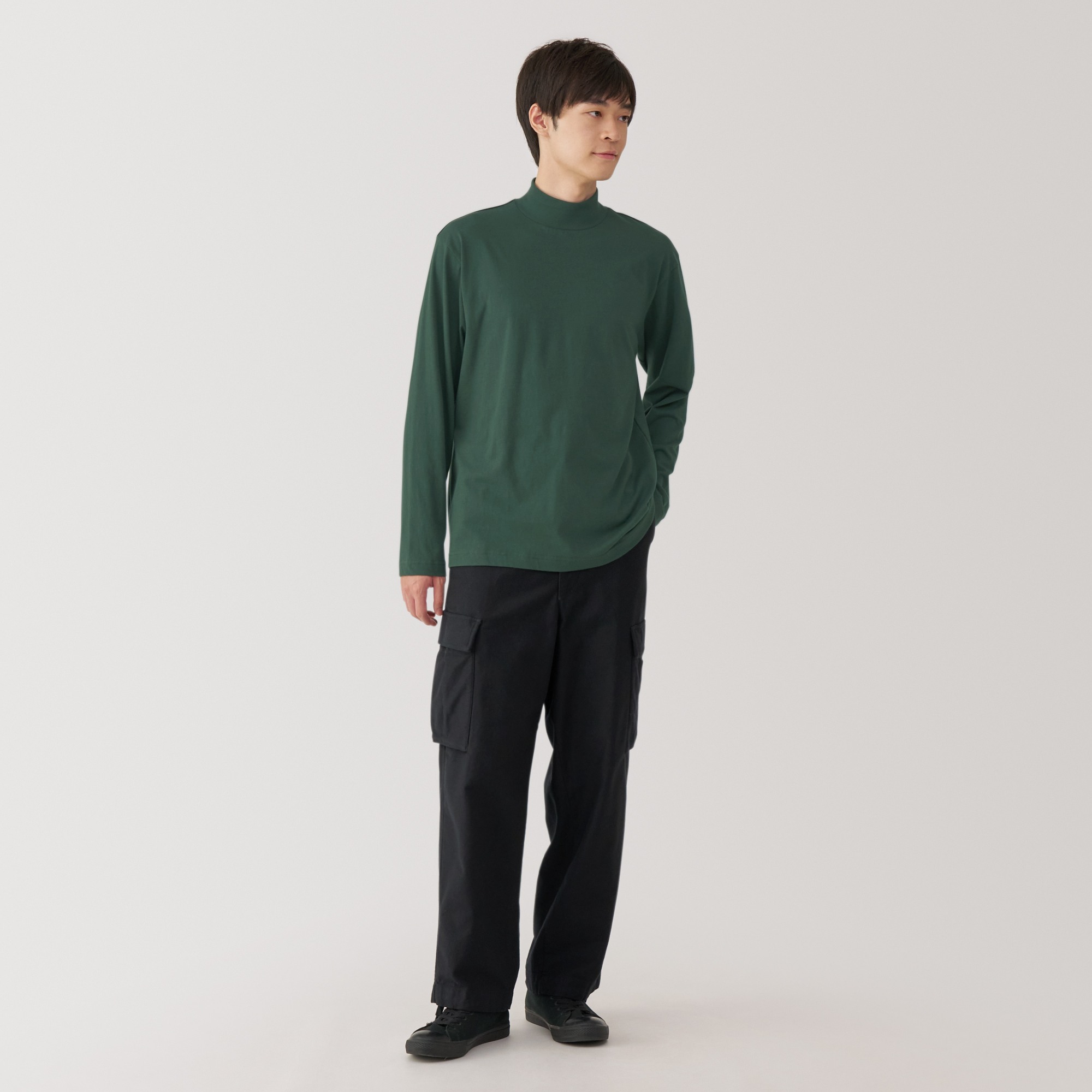 Washed jersey high neck Long Sleeve T-shirt(OS)