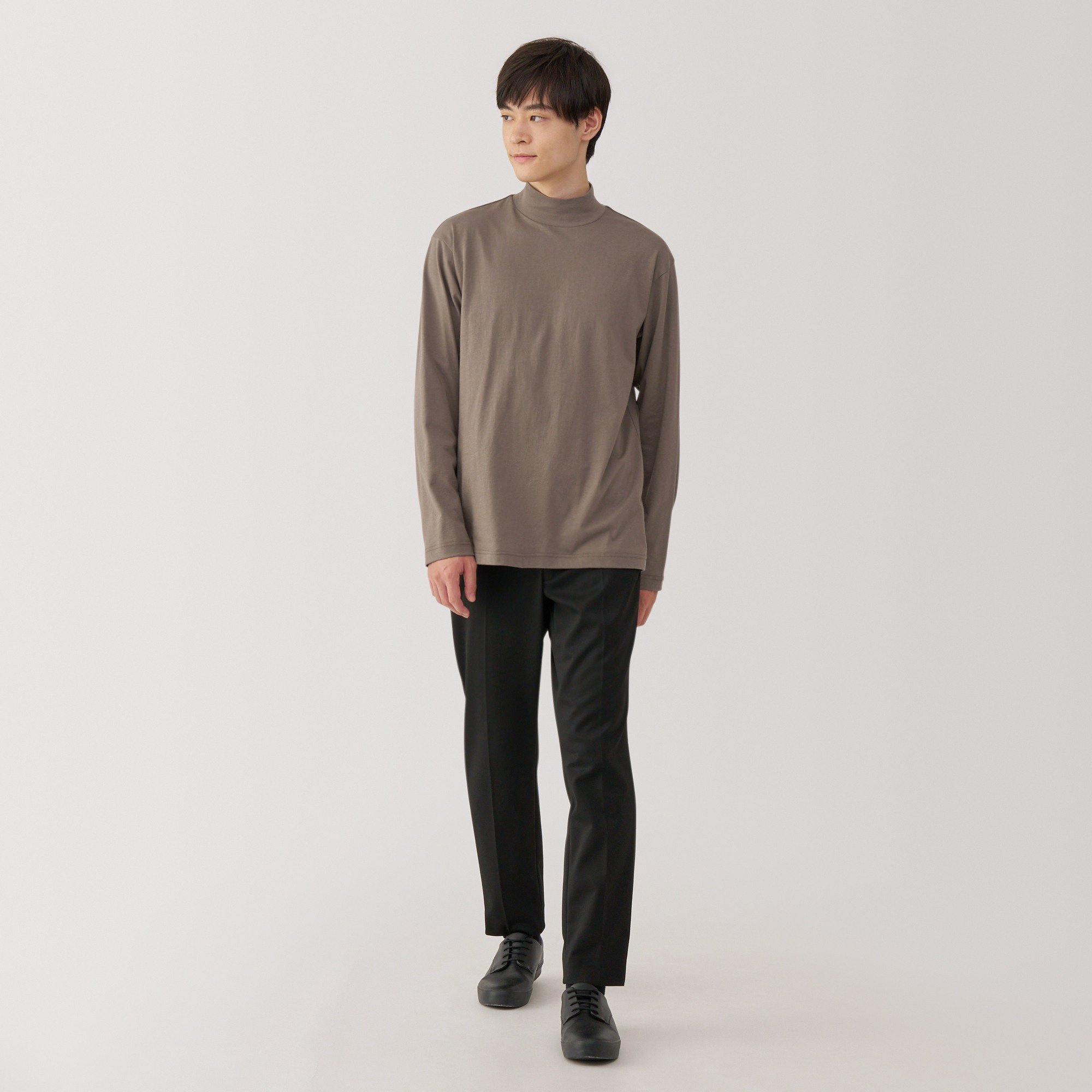 Washed jersey high neck Long Sleeve T-shirt(OS)