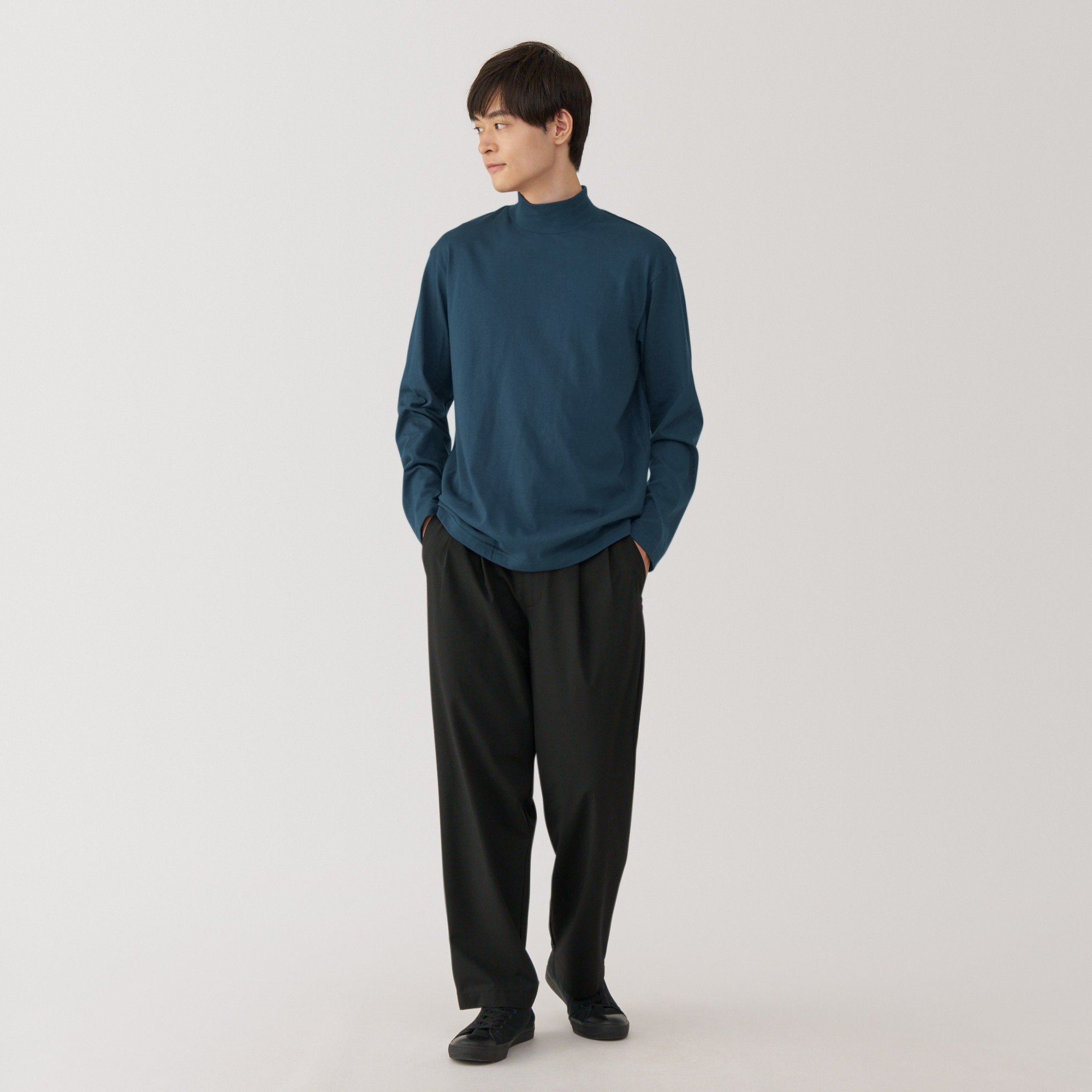 Washed jersey high neck Long Sleeve T-shirt(OS)