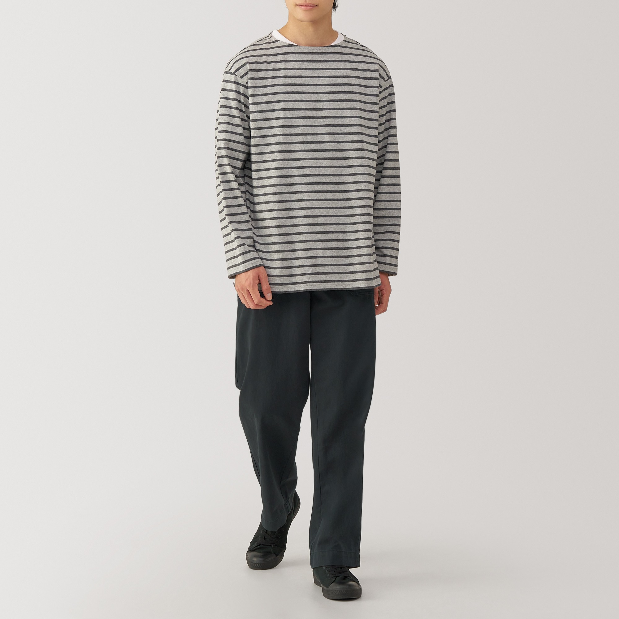 M's Washed herringbone baker pants
