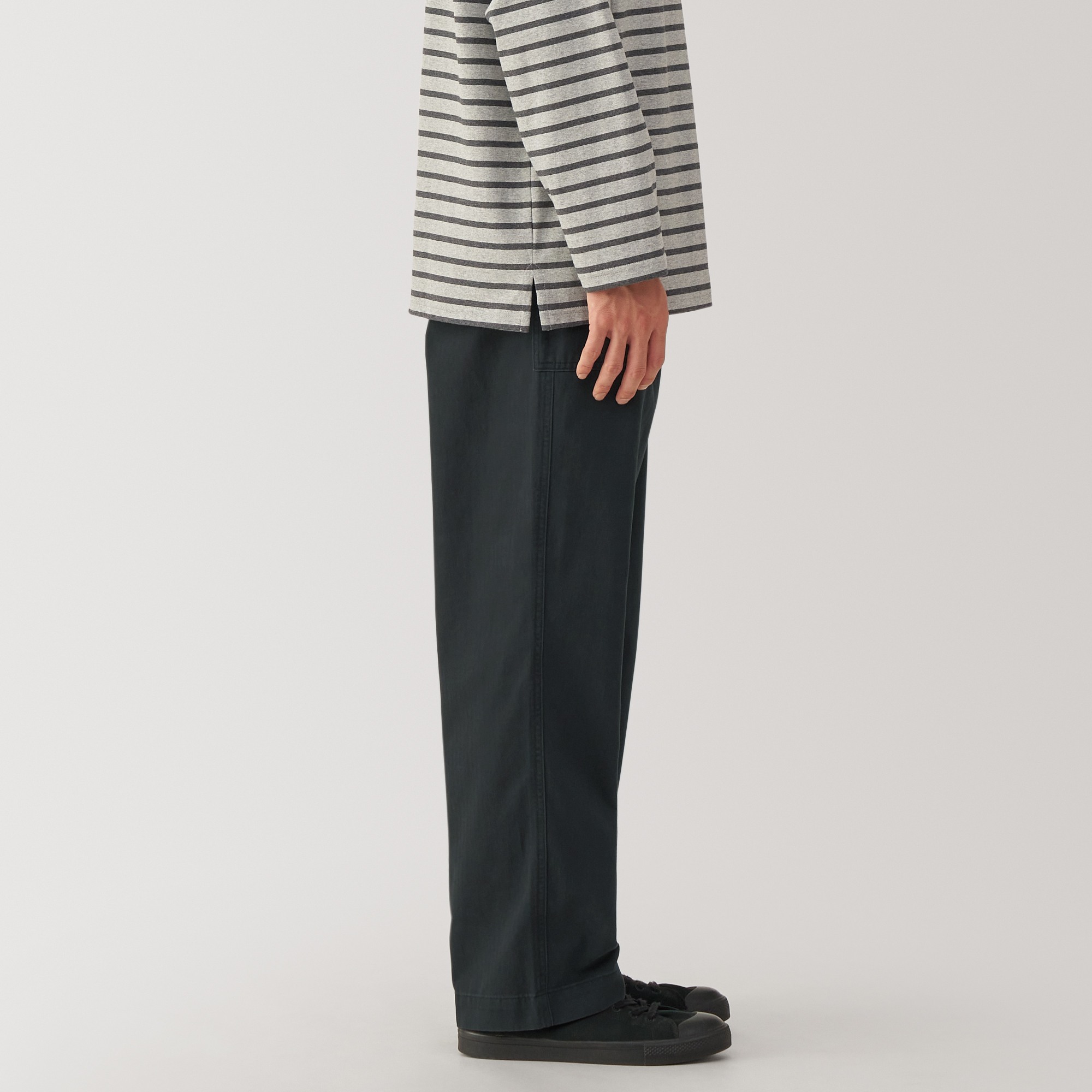 M's Washed herringbone baker pants