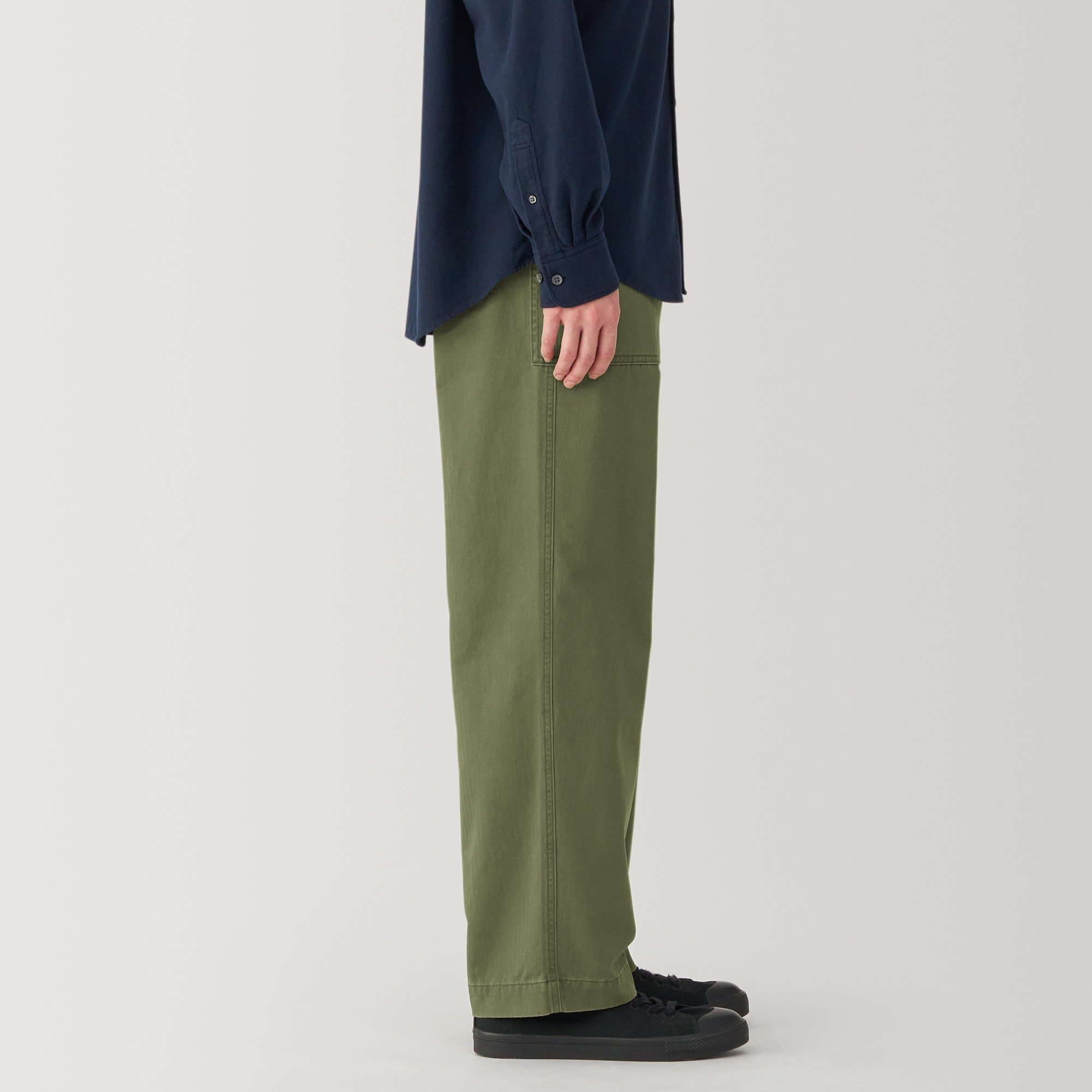 M's Washed herringbone baker pants