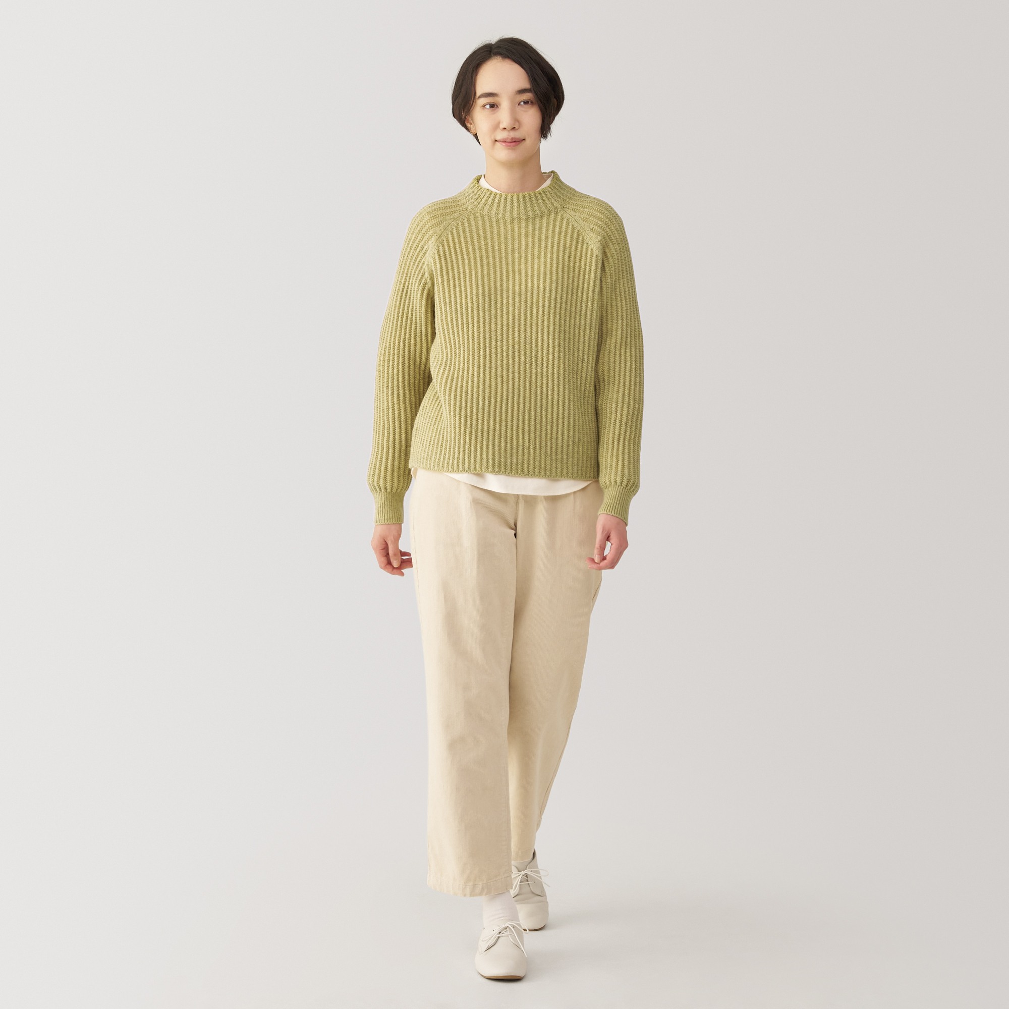 MUJI | Women's Andes wool mid-gauge mock neck sweater